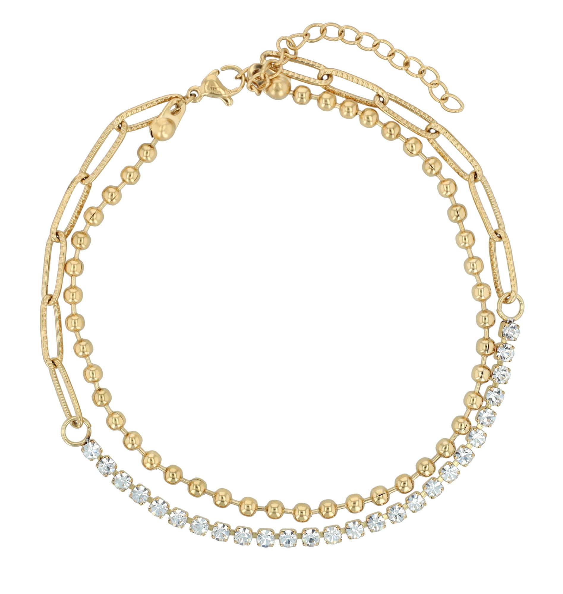 Akzent Fußkettchen "Thala", Edelstahl, zweireihig, 23+5 cm, goldfarben