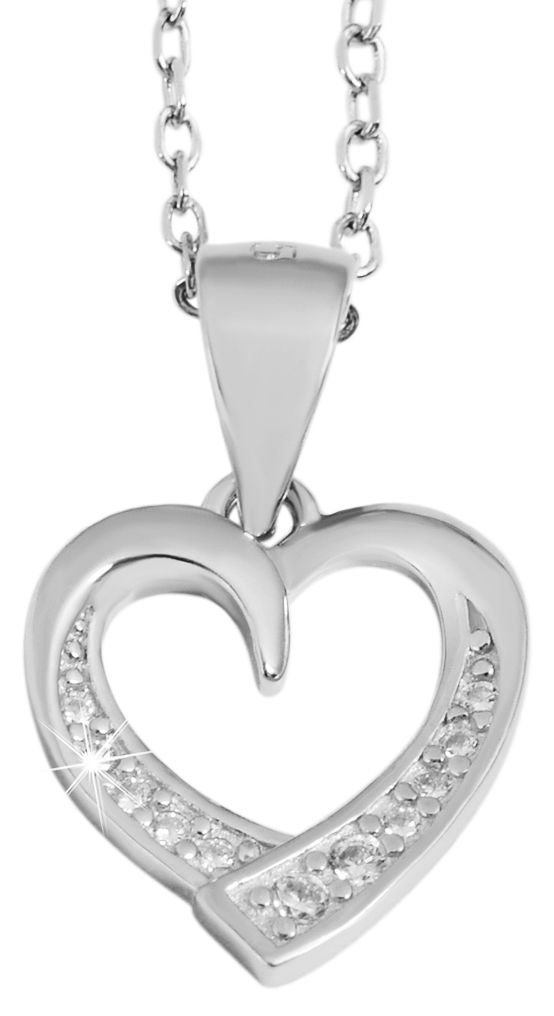 925/- Echt Silber Anhänger ohne Kette "Hedwig", herzförmig, Zirkoniabesatz, 925/rhodiniert