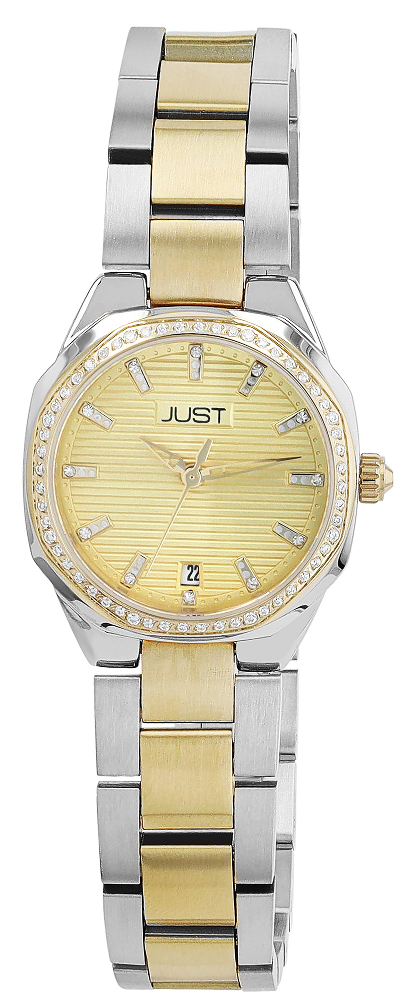 JUST dameshorloge "Lovis" met roestvrijstalen armband, saffierglas, tweekleurig (goudkleurig/zilverkleurig)
