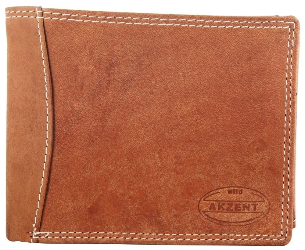 Akzent Herren Geldbörse aus Echtleder in hellbraun. Format 12 x 9 cm.