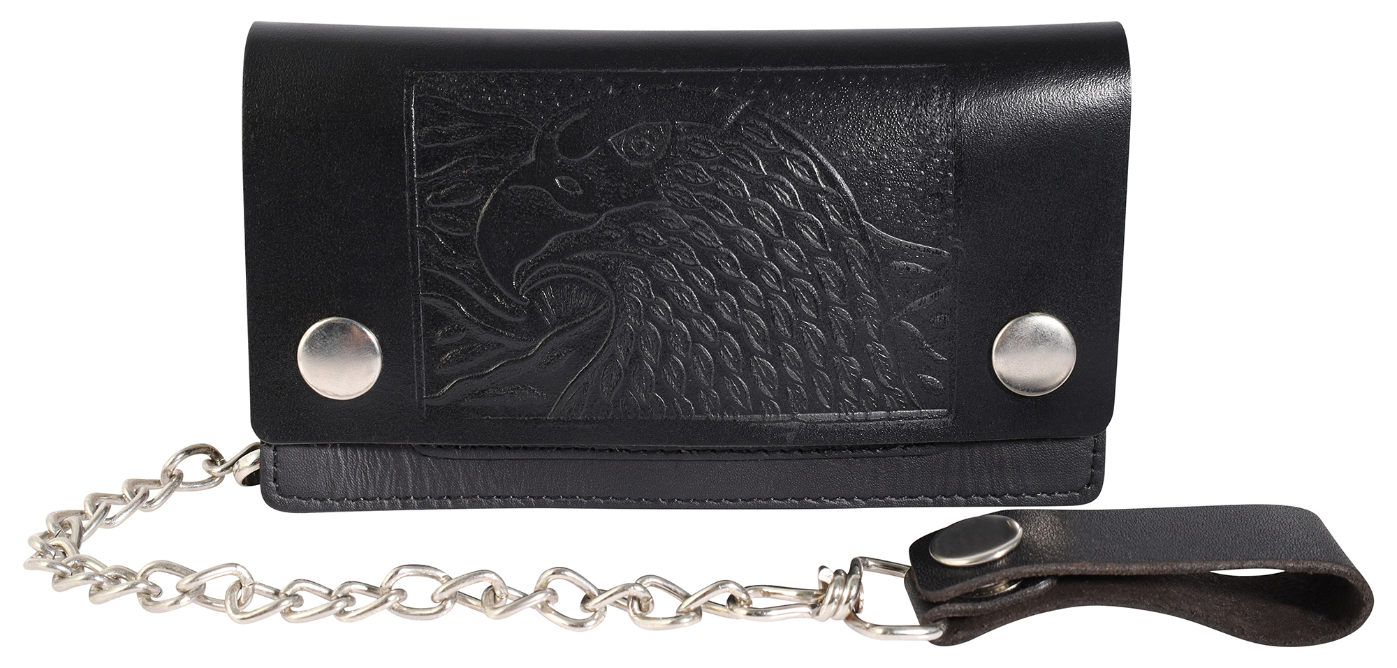 Leonardo Verrelli "Sammy" Echtleder Biker-Geldbörse, schwarz, Adler