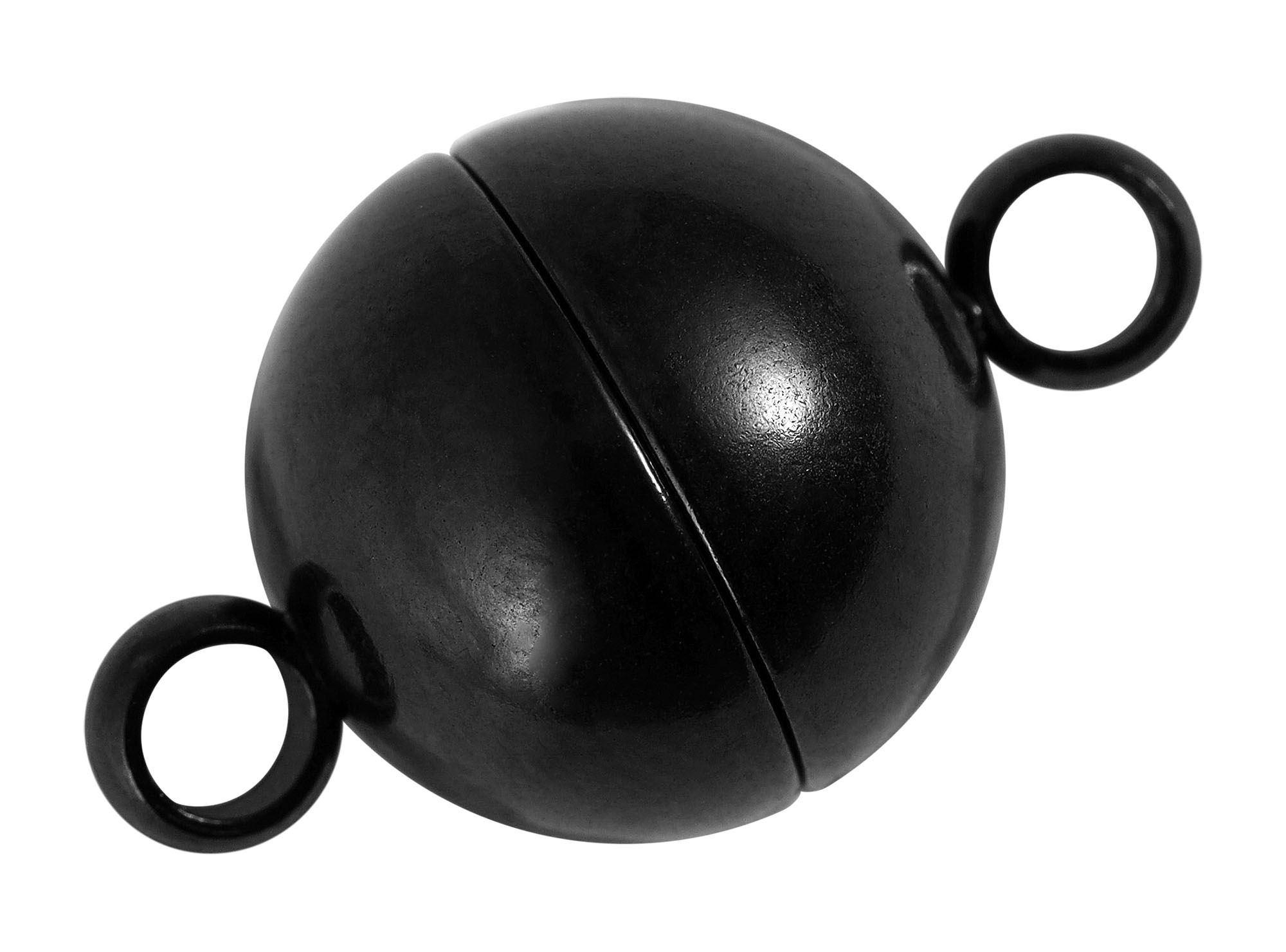 Roestvrijstalen magnetische sluiting, zwart/ion-plated, Ø 6 mm