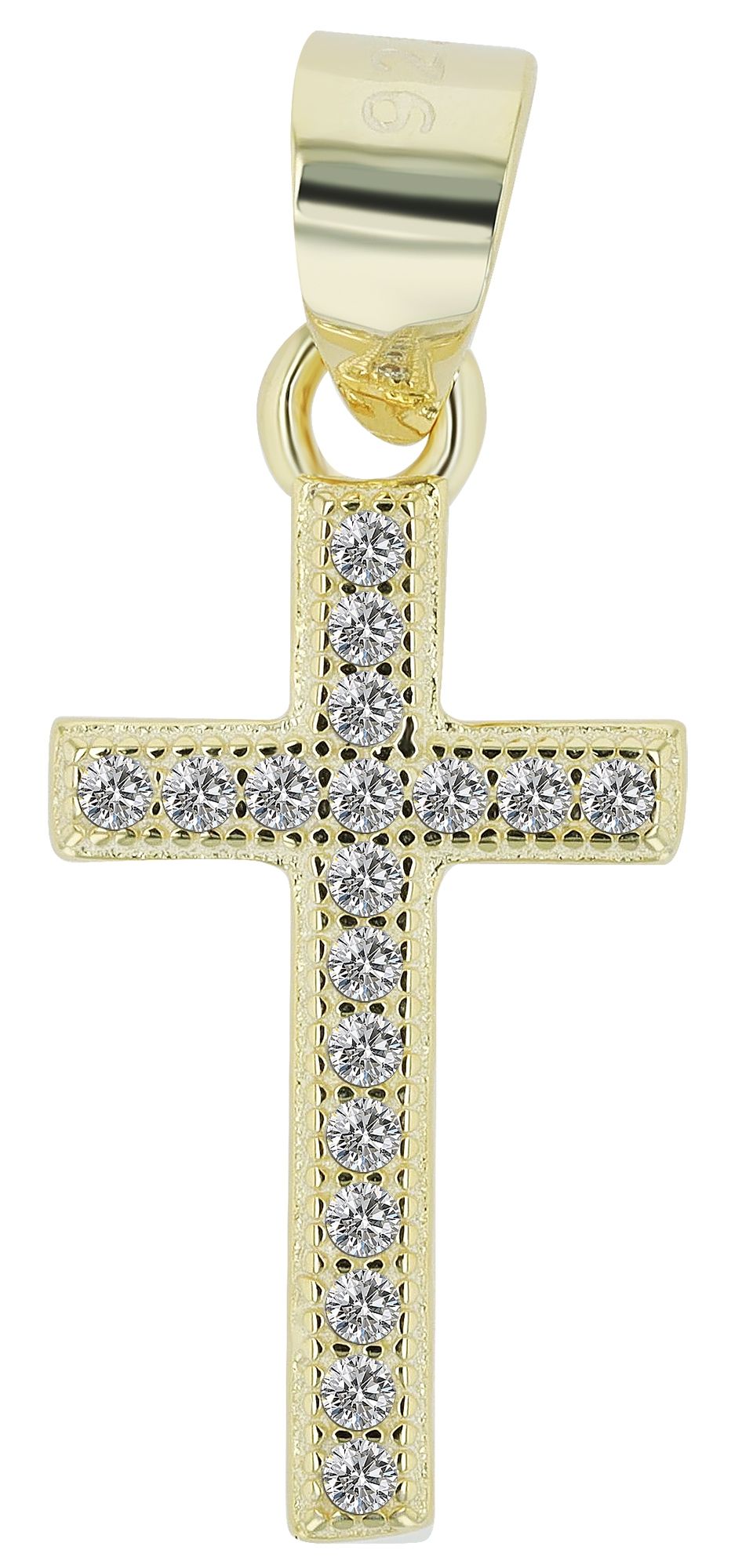 "Allie" 925/- Echt Silber Kreuz Anhänger mit Zirkonia, vergoldet