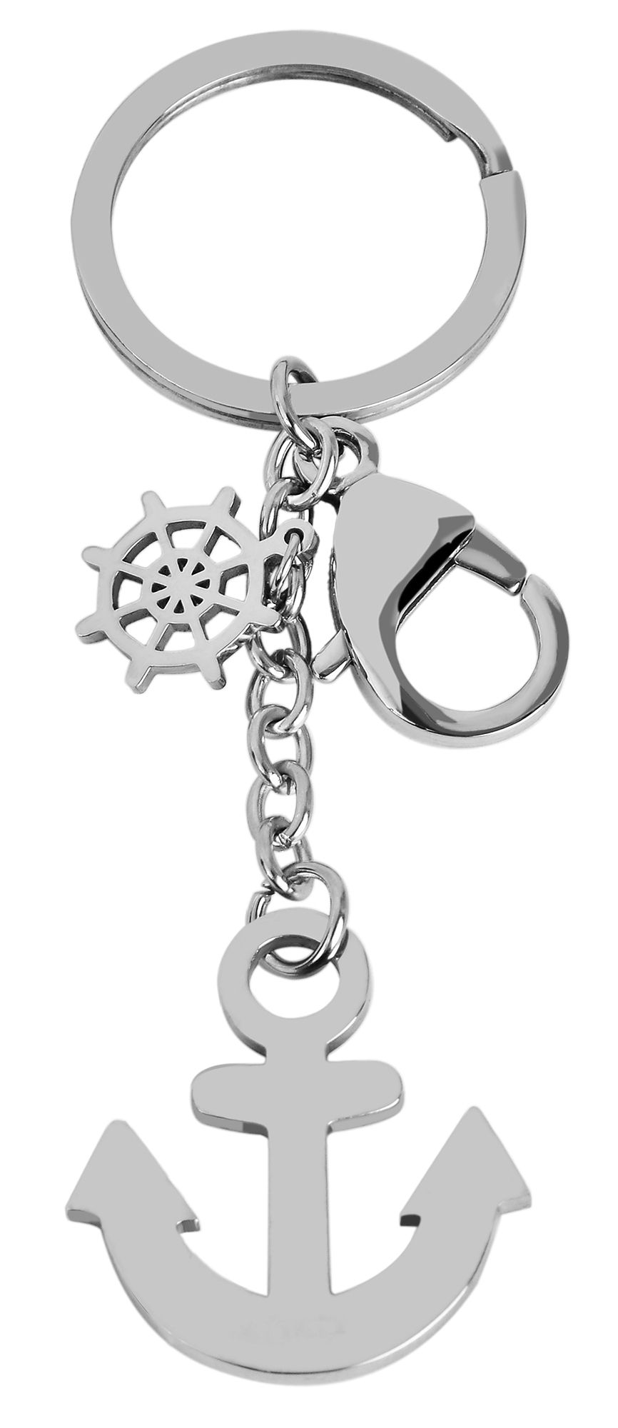 Edelstahl Schlüsselanhänger, Anker, silberfarbig