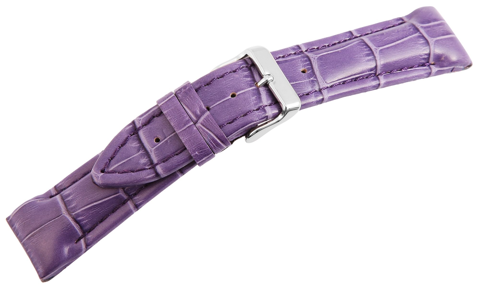 Echtleder-Uhrenarmband, lila, Krokooptik, 22 mm