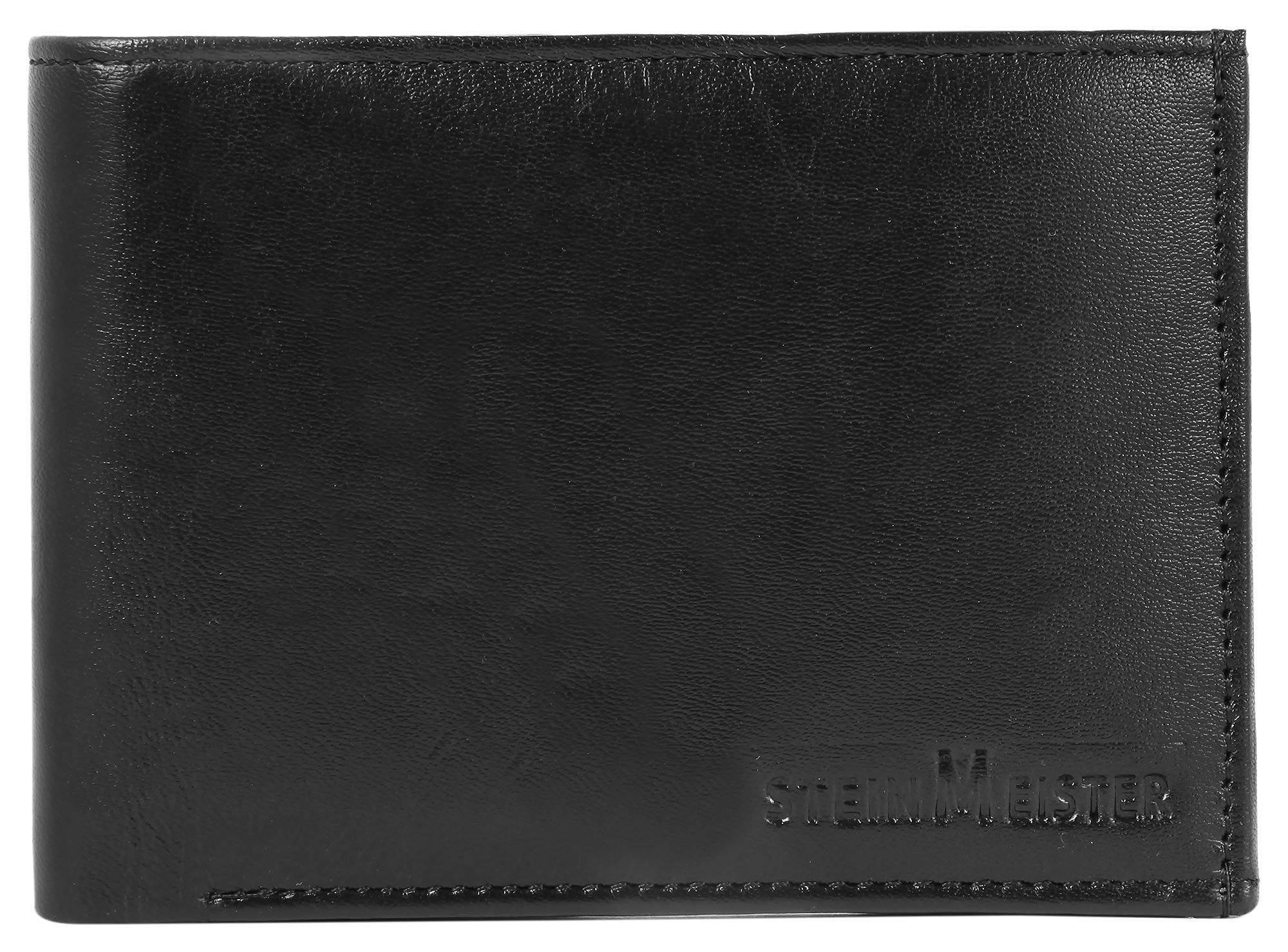 Steinmeister portemonnee van echt leer, liggend formaat, zwart