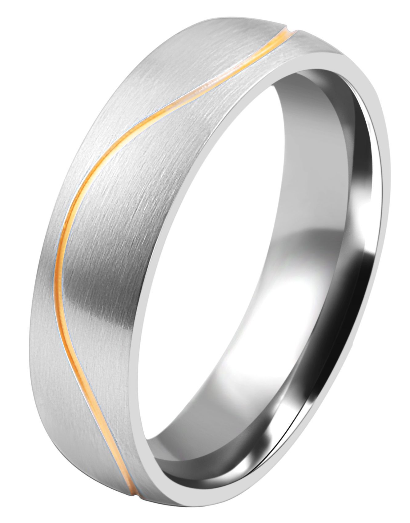 "Exotic Wave" Herren-Partnerring, Akzent.  Edelstahl, bicolor (silberfarben/ goldfarben), Gr 64