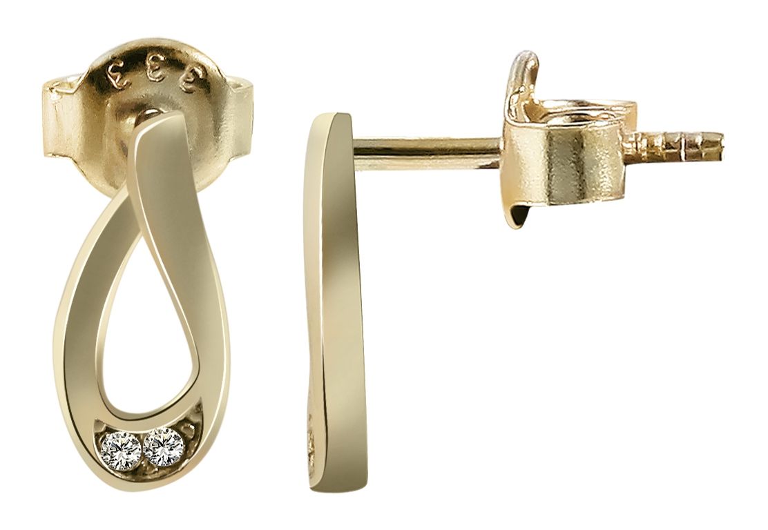 333/- Gold "Jalene" Ohrstecker mit Zirkoniabesatz, 8 Karat, Gelbgold