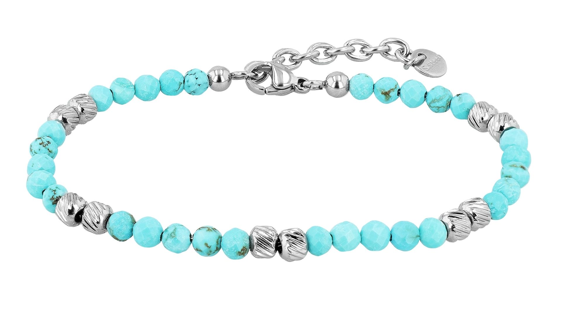 "Willow" Akzent Armband aus Edelstahl & Natursteinen (Türkis)