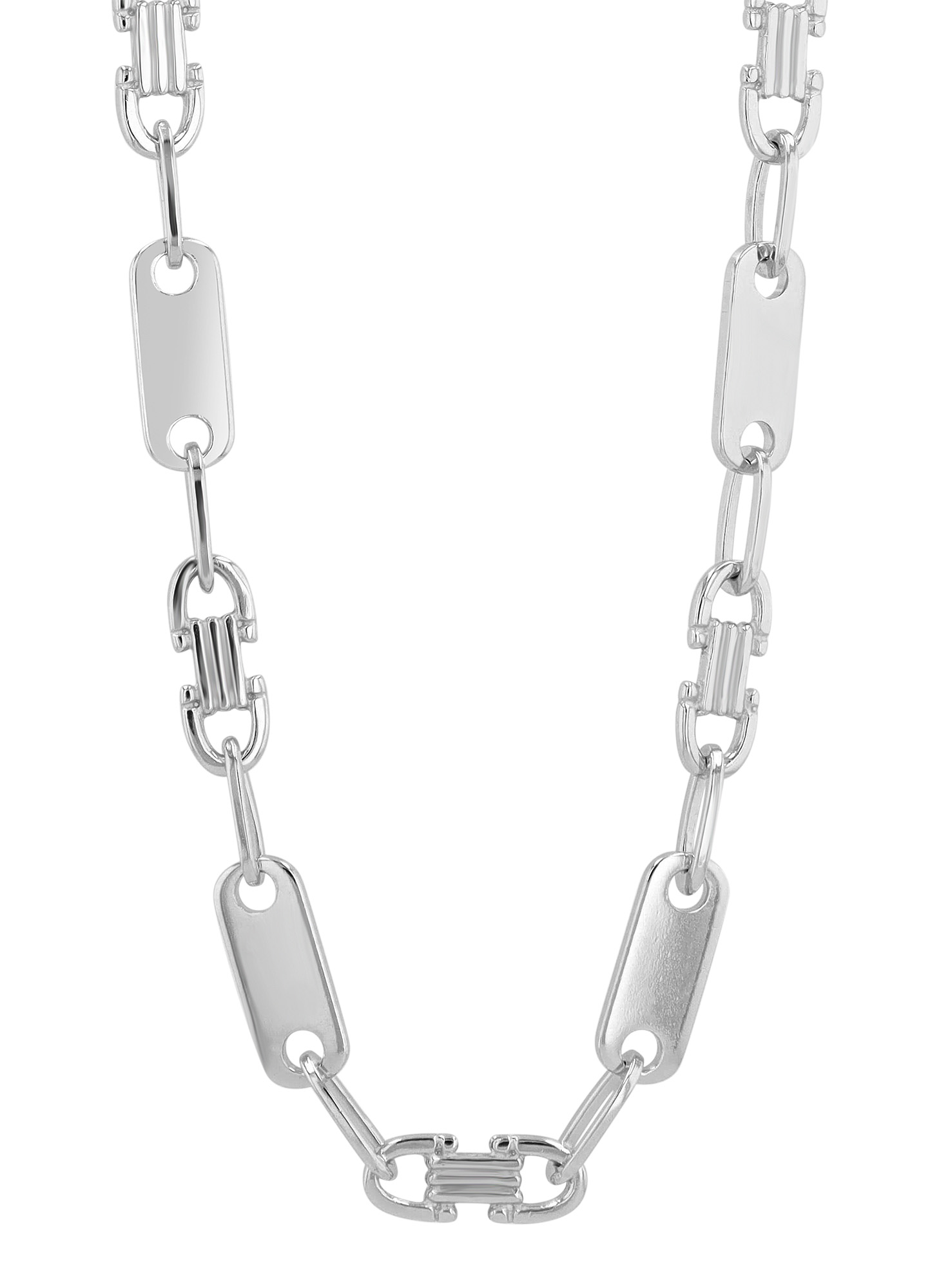 "Lumi" 925/- Echt Silber  Plattenkette, rhodiniert, 60 cm/ 6 mm