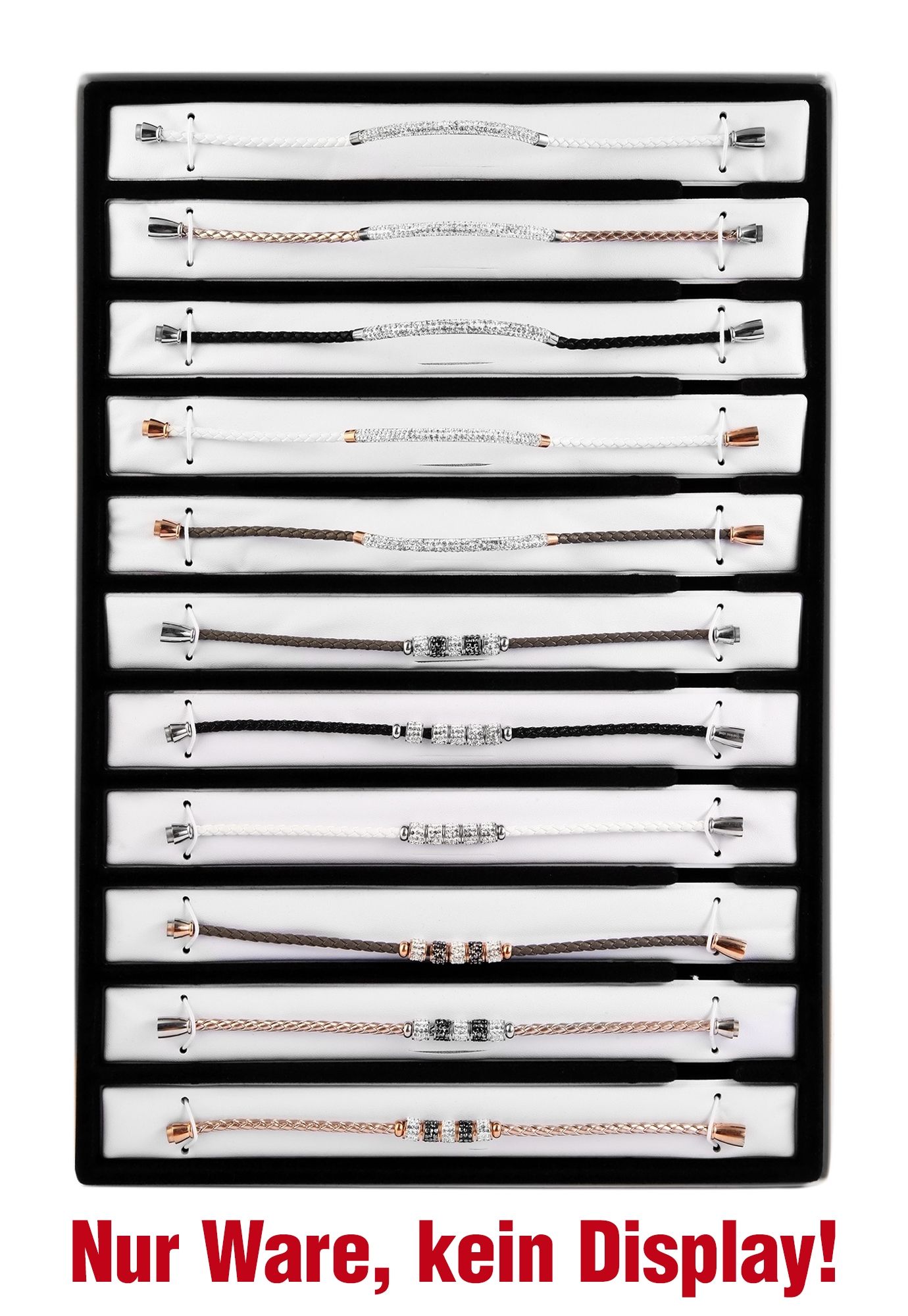 11 Leren armbanden met stenen, mix
