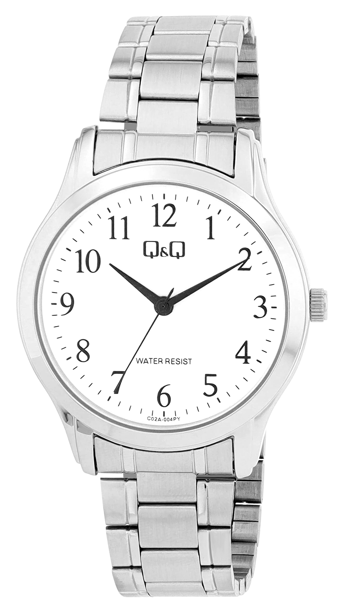 Q&amp;Q herenhorloge met roestvrijstalen armband, 3 BAR, zilverkleurig
