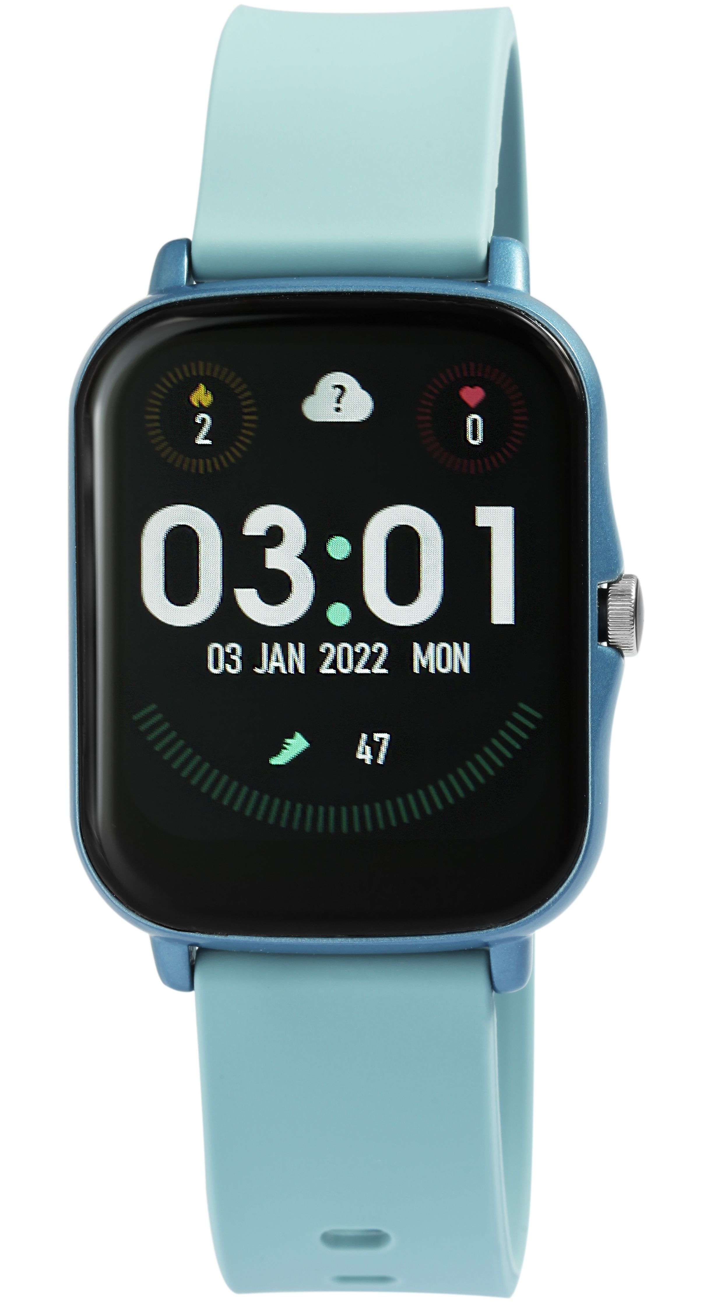 TimeTech Smartwatch mit Silikonarmband, hellblau