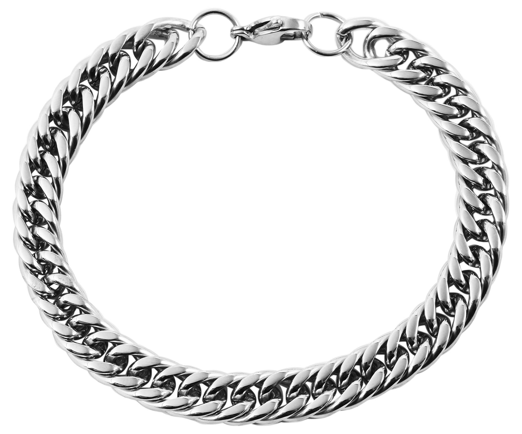 "Neema" Akzent Panzerketten-Armband 20 cm aus Edelstahl, silberfarben