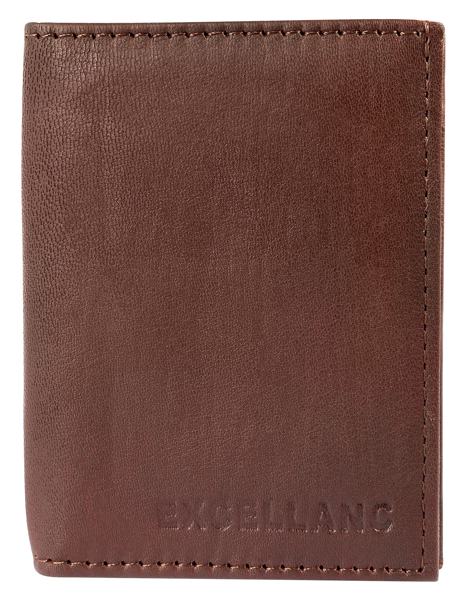 Excellanc miniportefeuille van echt leer, staand formaat, donkerbruin