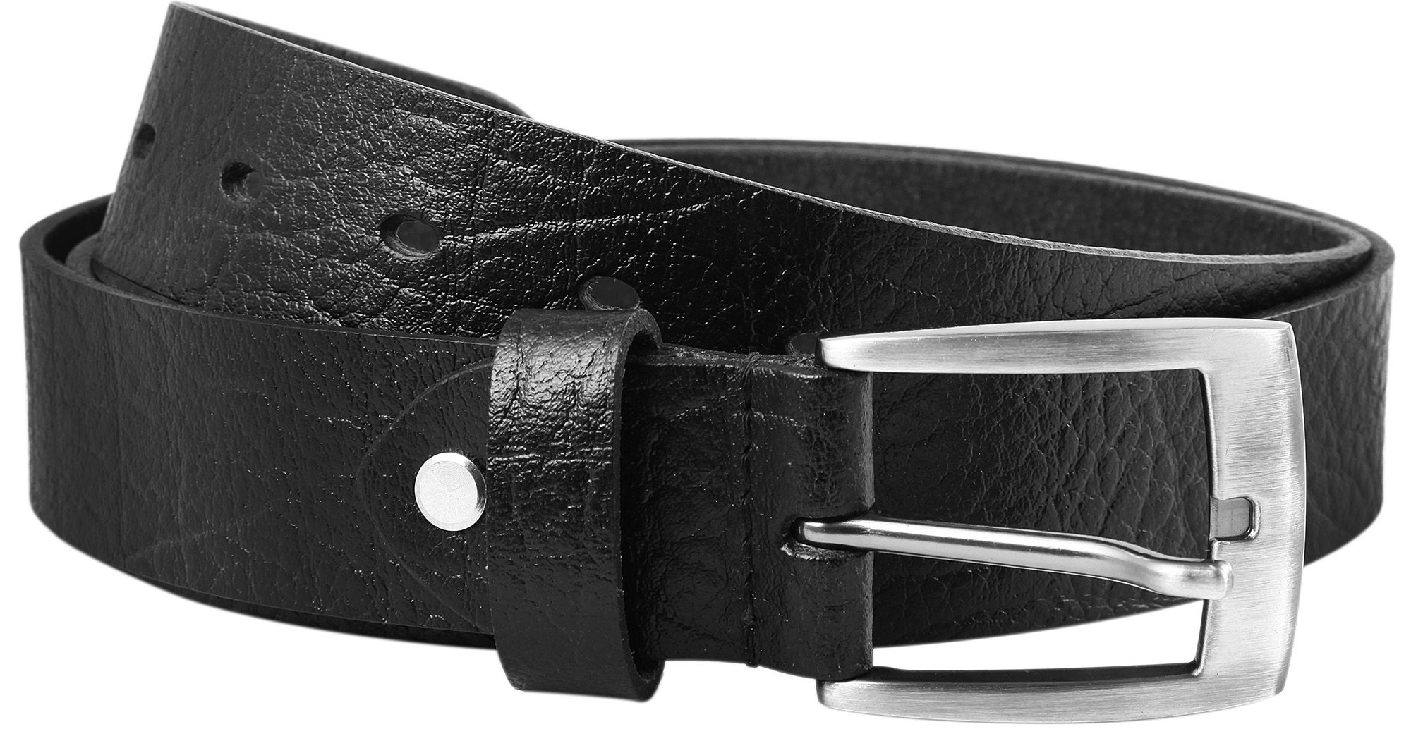 Leonardo Verrelli Echtleder Gürtel, schwarz, kürzbar, Länge 125 cm