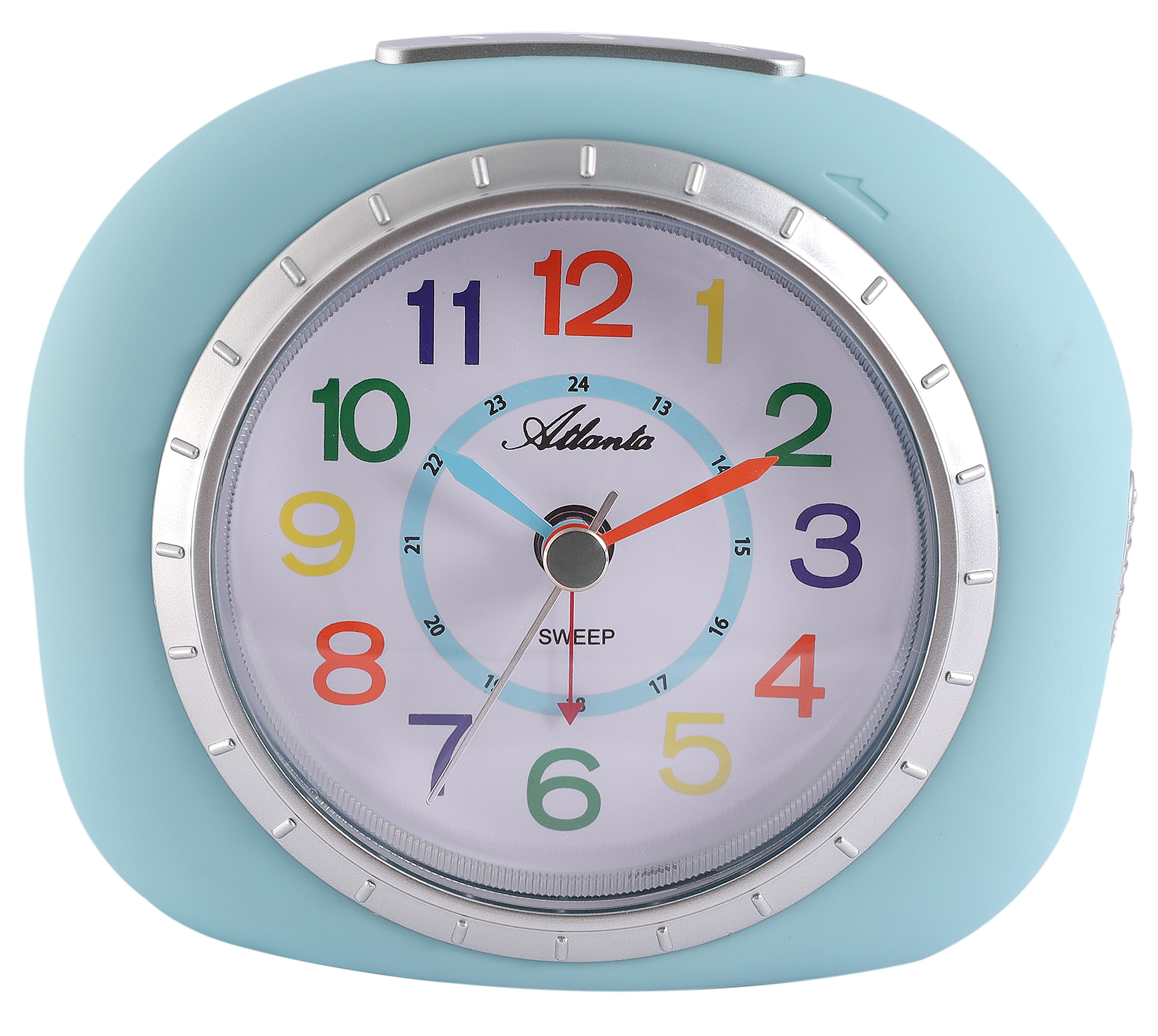 Atlanta Quarz-Wecker für Kinder (Leisegang/ Licht/ Snooze), hellblau