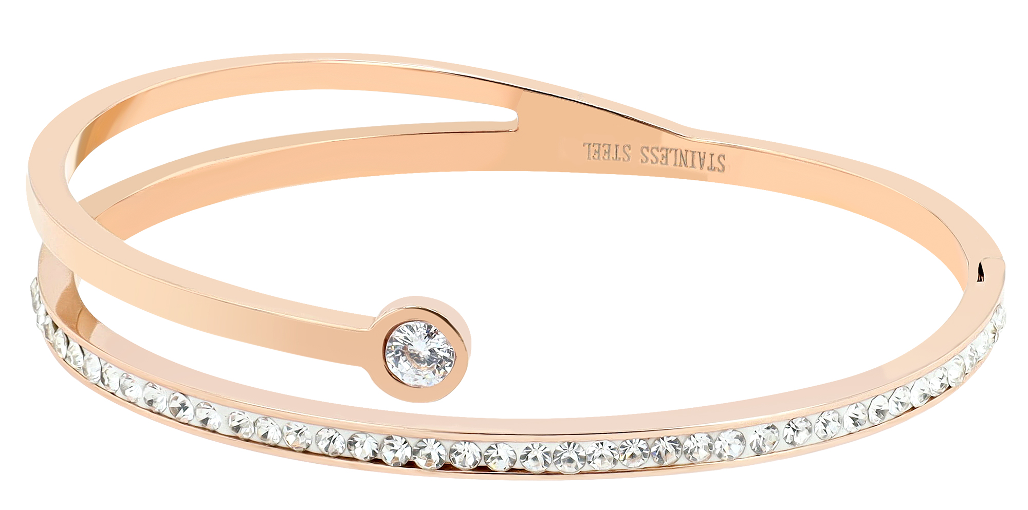 "Amiri", Akzent Edelstahl Armreif, Simili, Steckverschluss, roségoldfarben