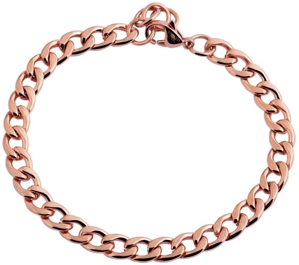 Accent curb chain armband van roestvrij staal, roségoudkleurig