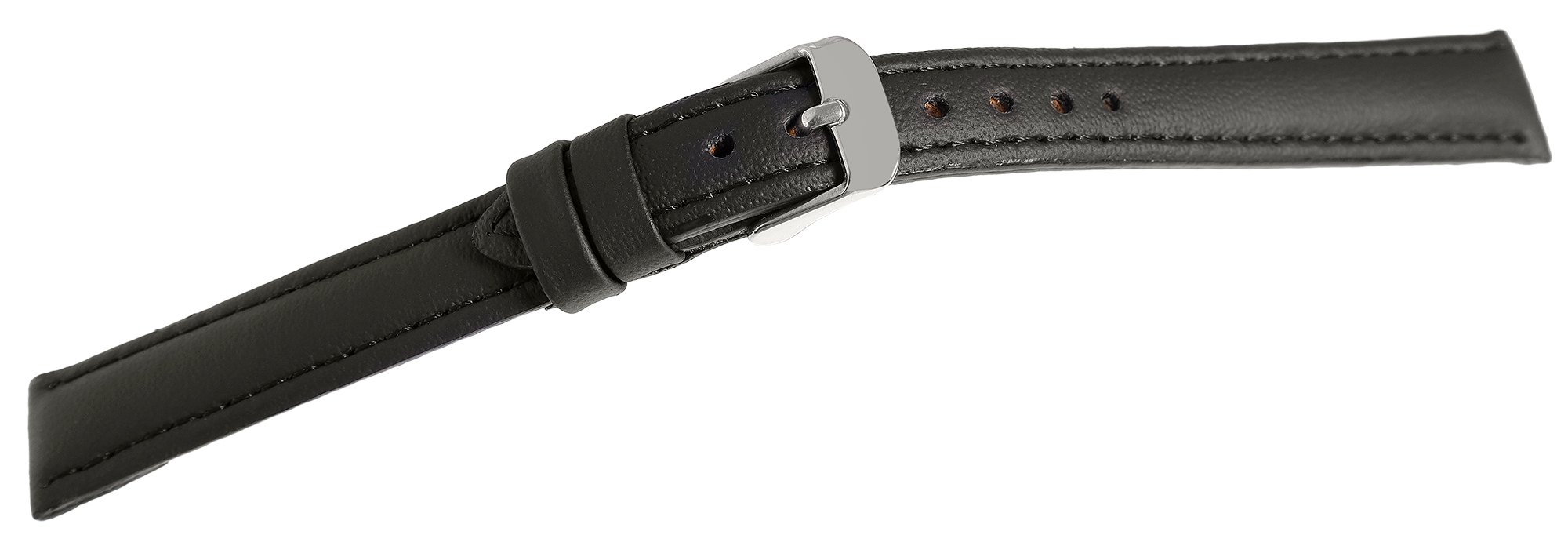 Echt leren horlogeband, zwart, gewatteerd, VE-6