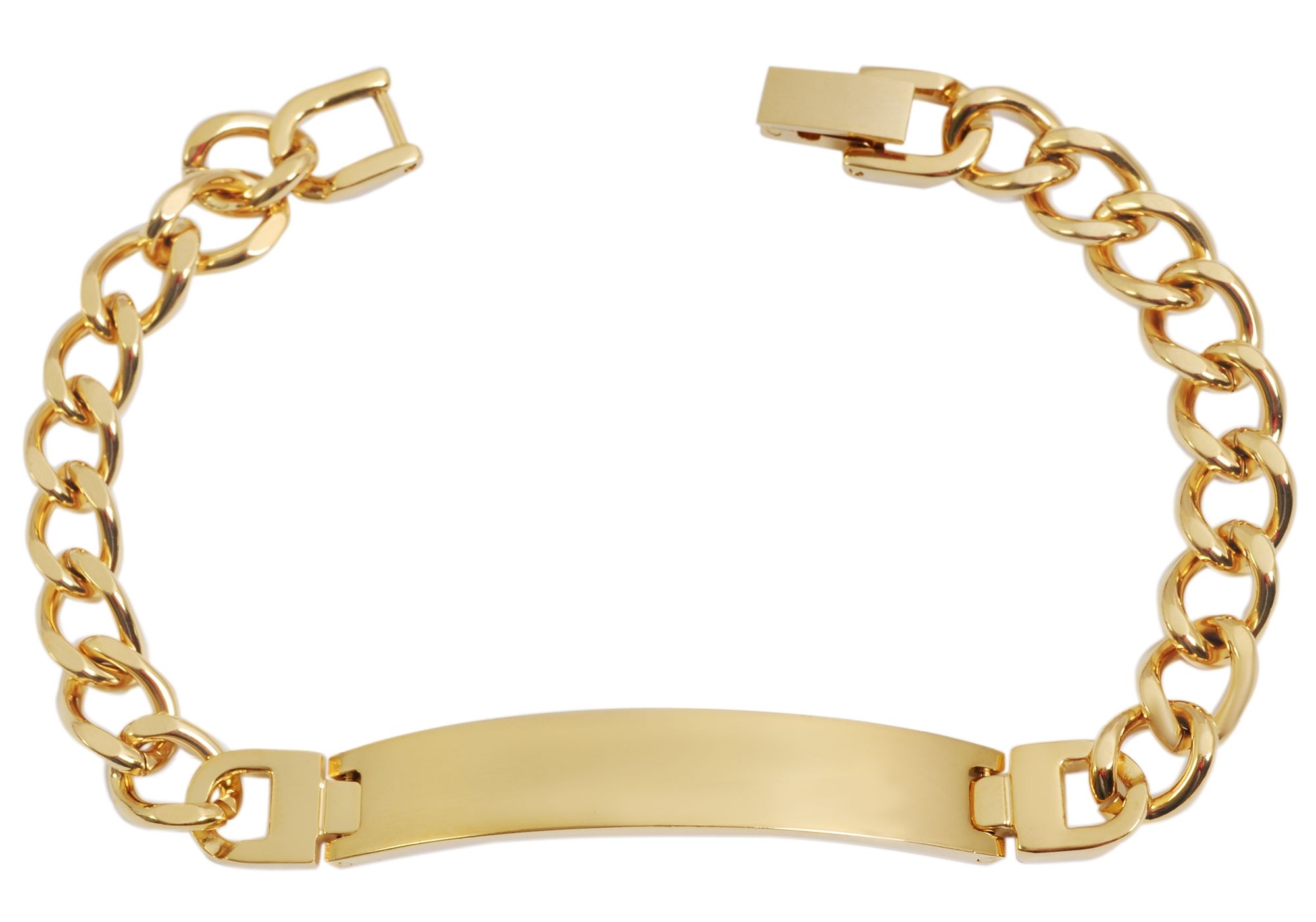 Akzent Panzerketten-Armband aus Edelstahl mit Gravurplatte, goldfarbig