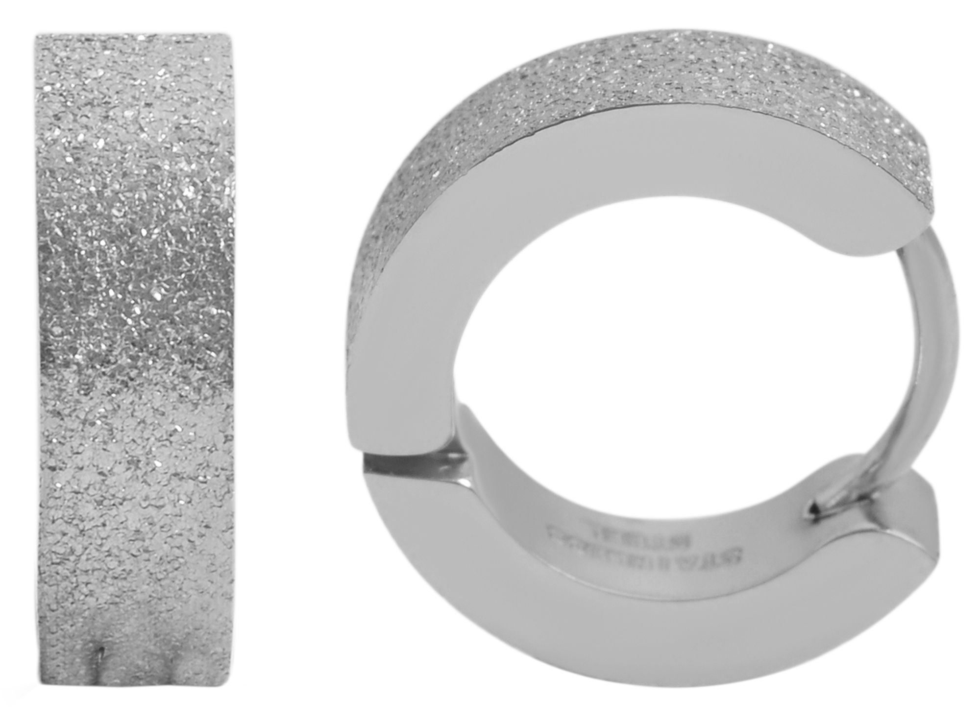 "Matty" accent oorbellen van roestvrij staal met scharnier, gezandstraald, zilverkleurig