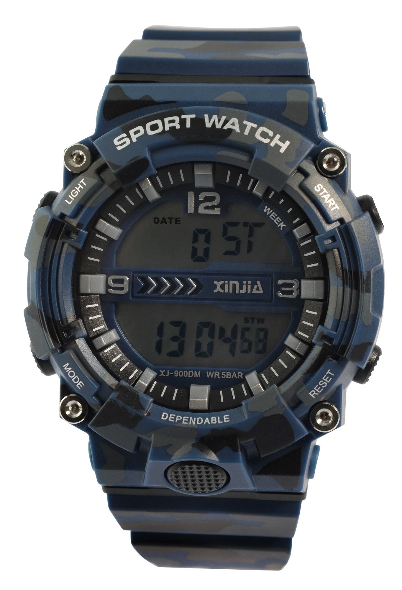 Xinjia Herrenuhr mit TPU-Band, Camouflage blau