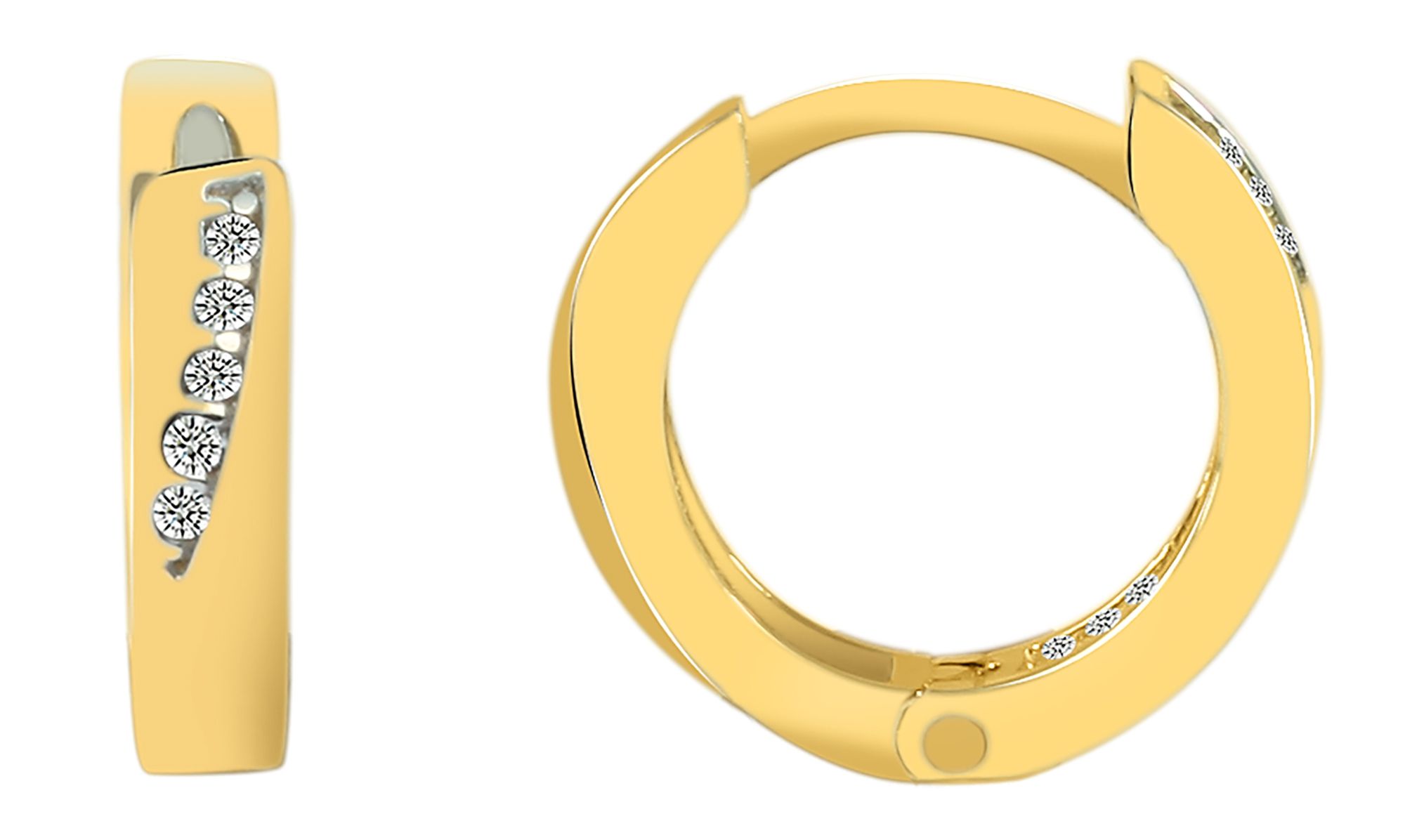 333/- Gold "Venla" Klapp-Creolen, Zirkoniabesatz, Gelbgold, 8 Karat