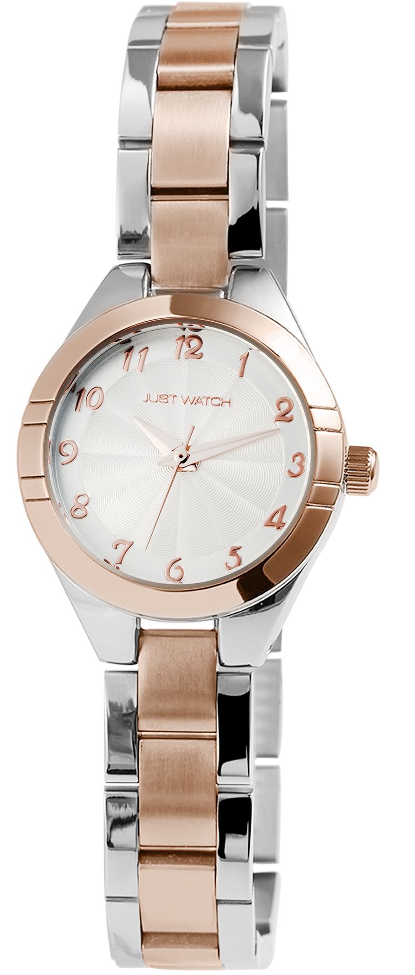 Just Watch dameshorloge met roestvrijstalen armband, zilver- en roségoudkleurig