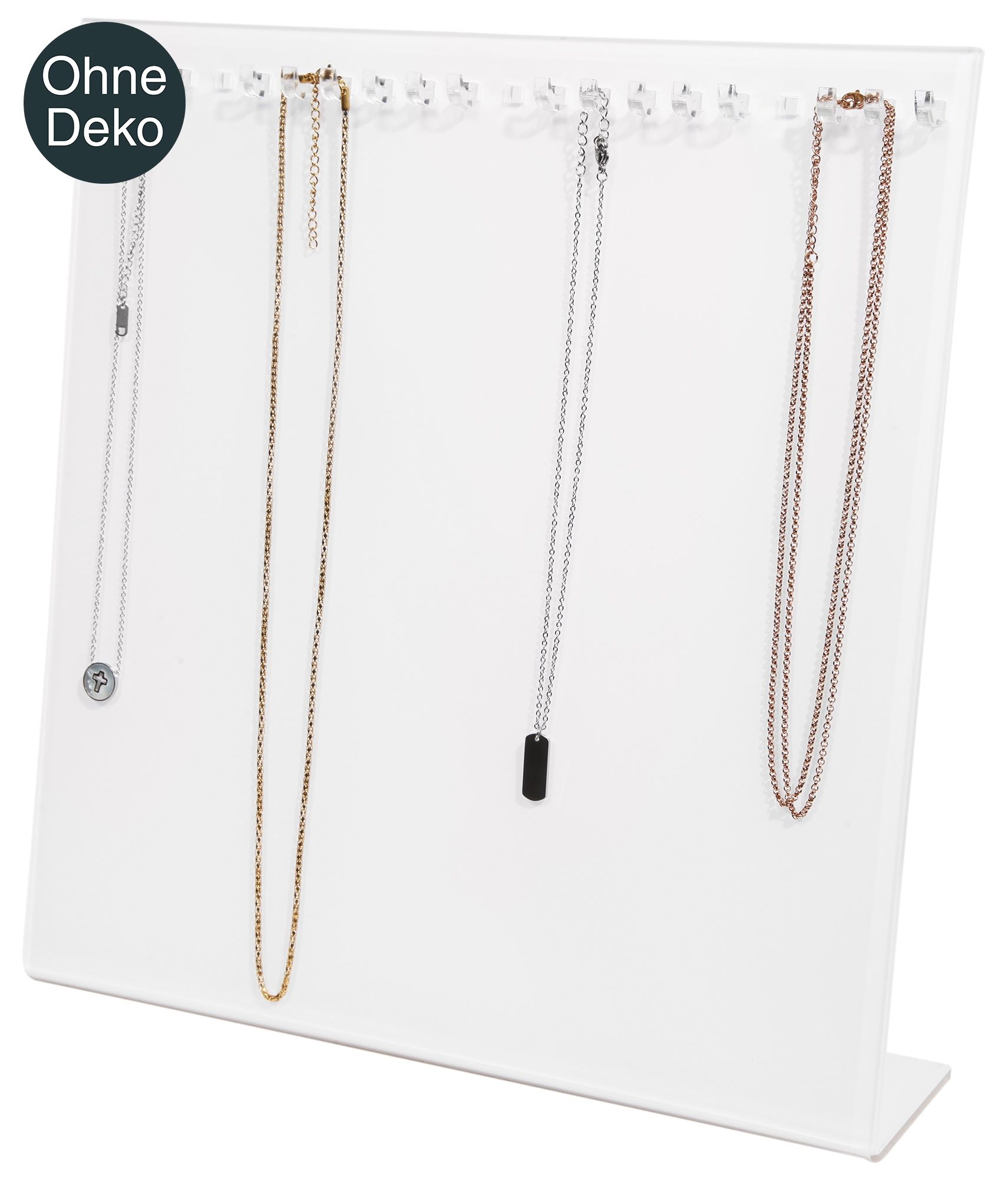 Aufsteller für Ketten, Kunststoff, inkl. 20 Haken, weiß