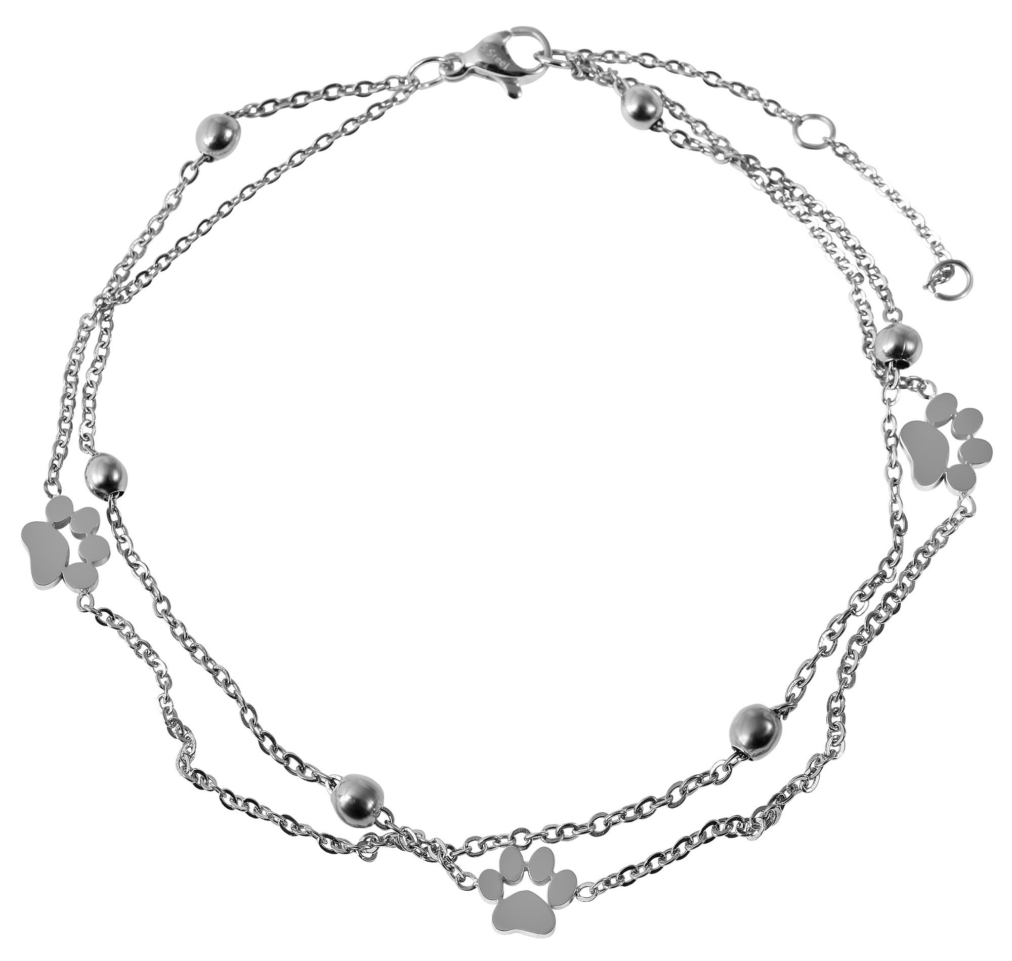 Akzent Edelstahl Fußkettchen, Länge 24 cm, silberfarbig