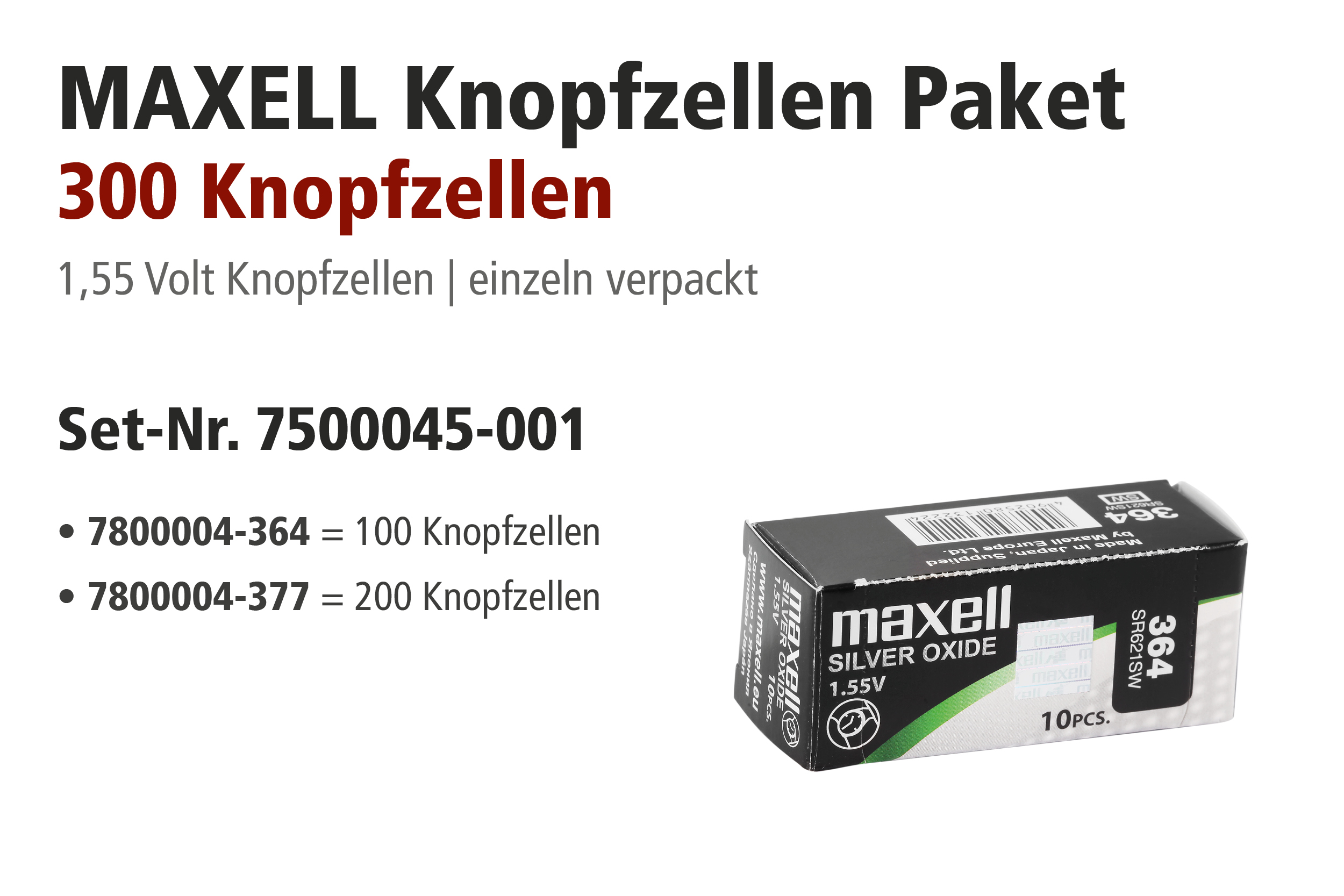 Maxell Batteriepaket, 100 x 364, 200 x 377