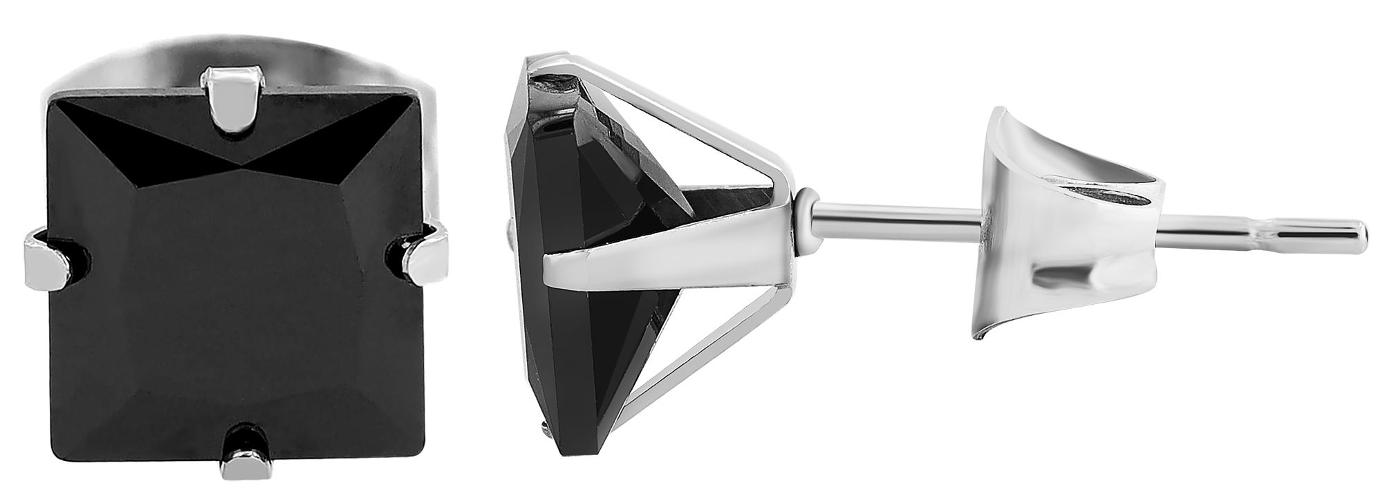 Akzent Ohrstecker "Jexy" aus Edelstahl, quadratischer Zirkonia, 6 x 6 mm