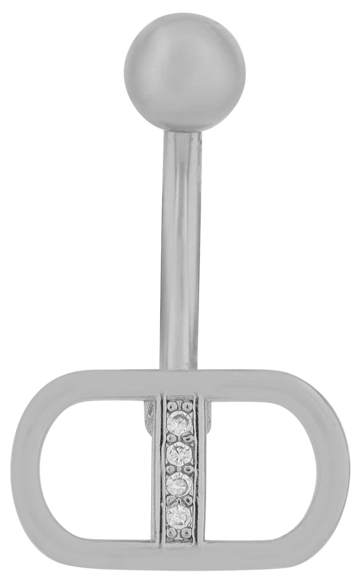 "Jelly" Edelstahl-Bronze Bauchnabelpiercing, Länge 11 mm/ Stärke 1,8 mm, Zirkonia, silberfarben