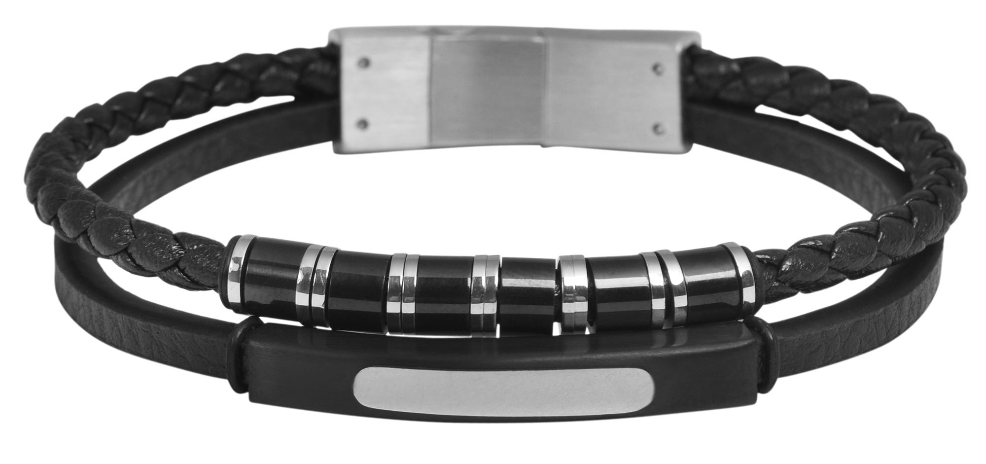 Accent echt leren band, zwart met magnetische sluiting