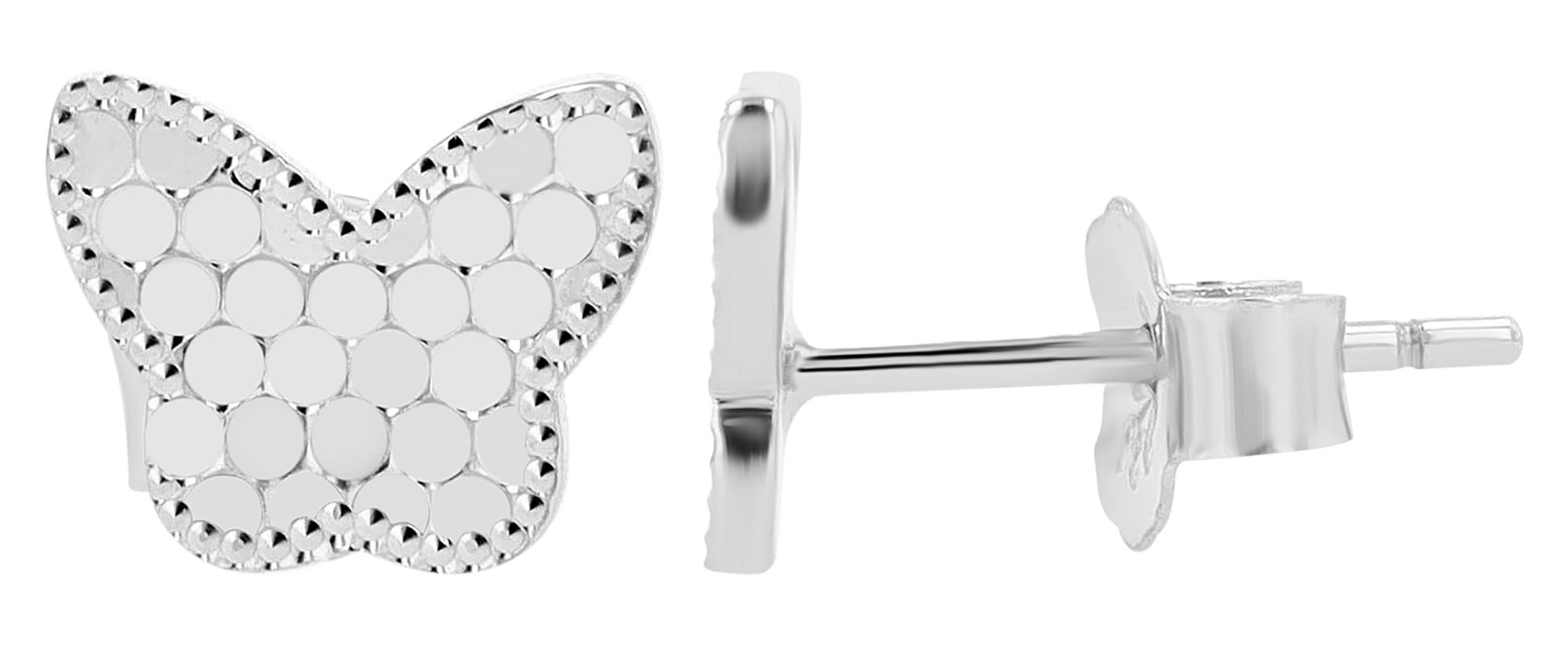 "Libby" 925/- Echt Silber Ohrstecker, Schmetterling, silberfarben rhodiniert