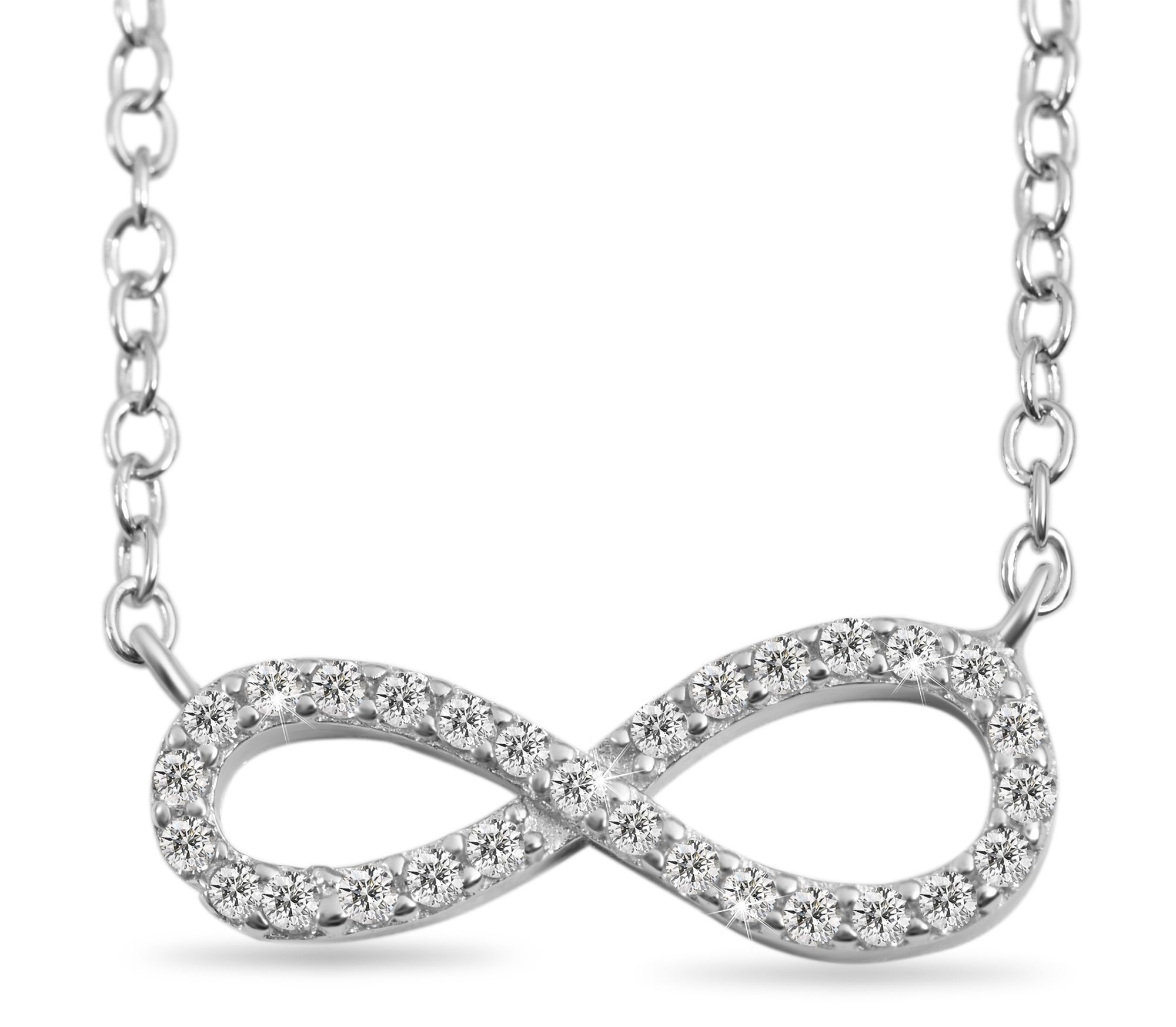 "Maysa" 925/rh Echt Silber Halskette mit Infinity-Anhänger mit Zirkoniabesatz, 42+3cm, silberfarben/ rhodiniert