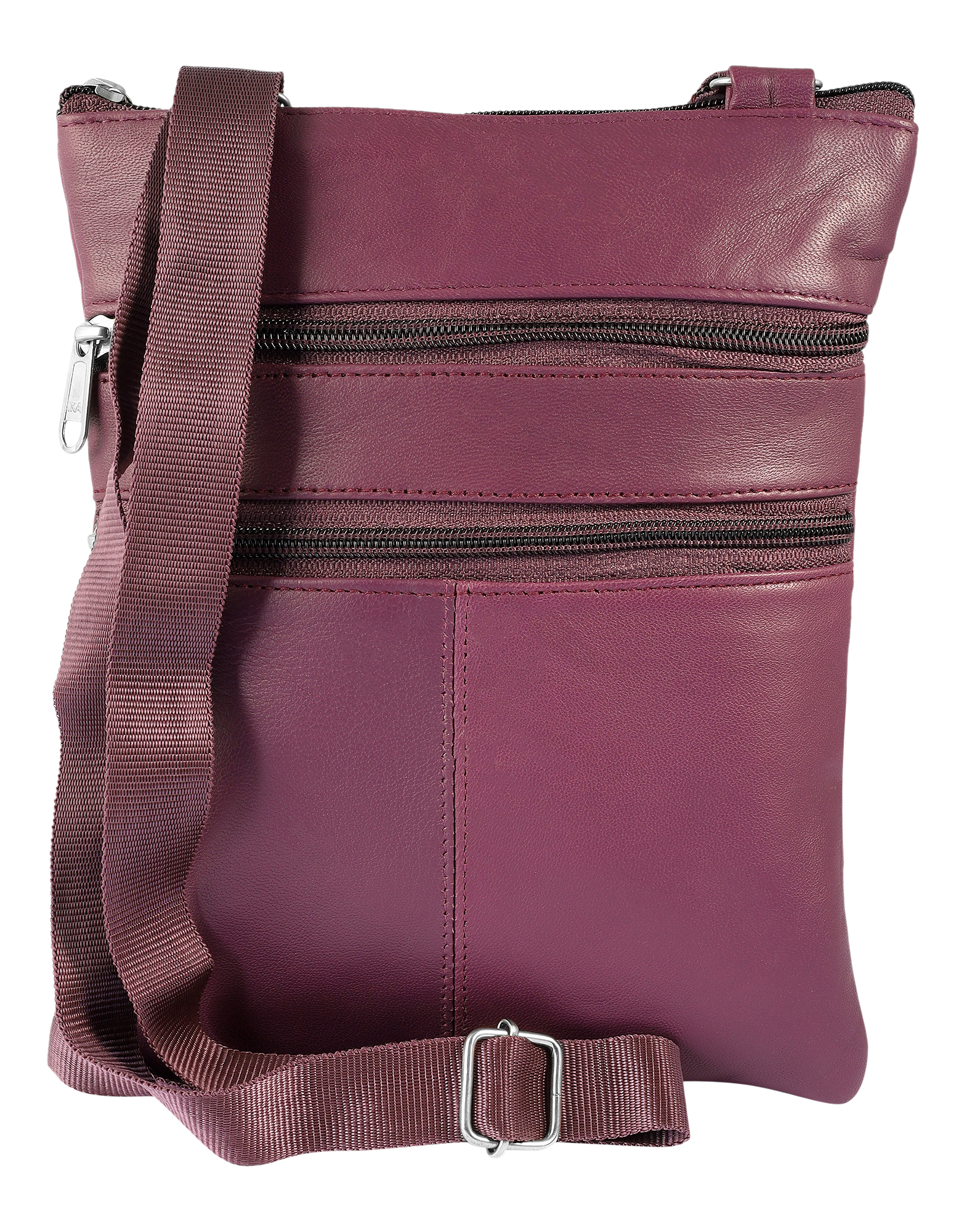 Steinmeisterc, echt lederen schoudertas/lichaamstas, 4 stuks/pak, paars