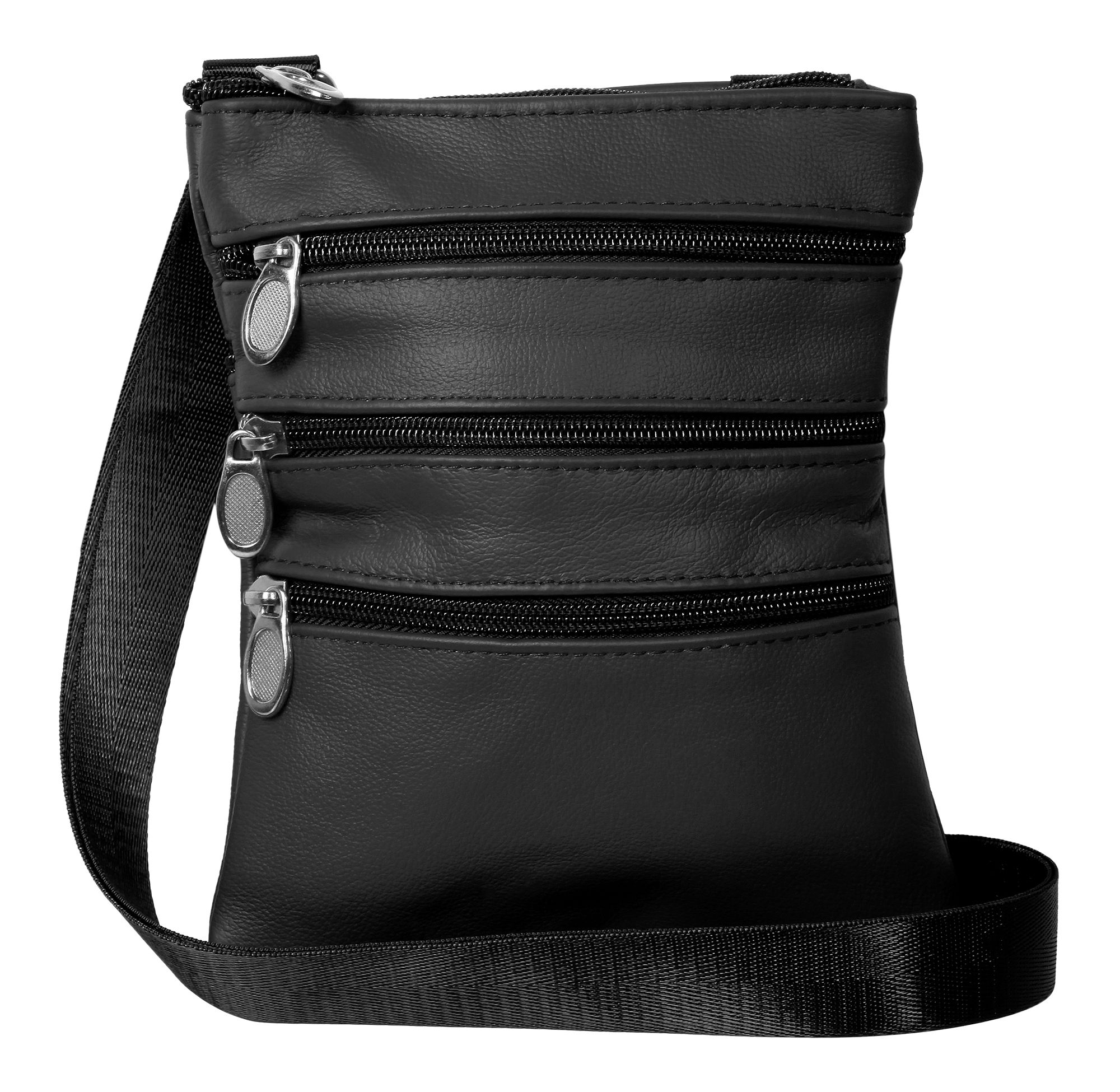 Umhängetasche aus Echtleder, Unisex, schwarz