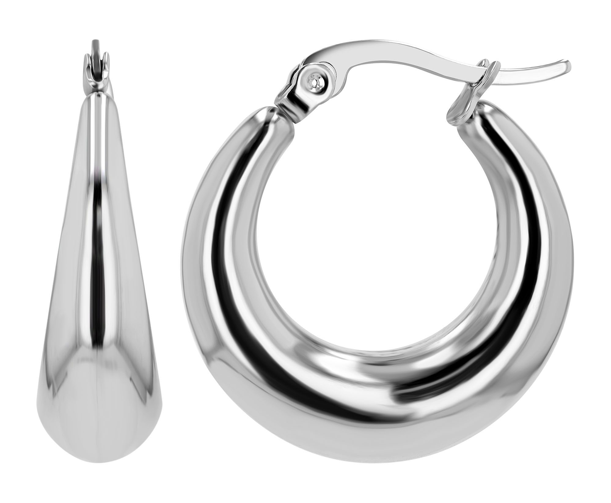 "Freesia", Creolen aus Edelstahl, silberfarben, 24,5 x 6 x 6,5 mm