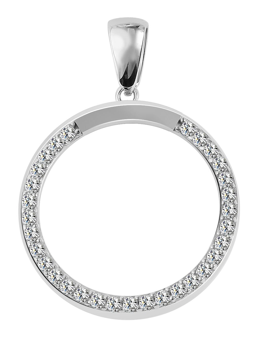 "Lupita" 925/rh Echt Silber Anhänger (ohne Kette), rund, Zirkoniabesatz