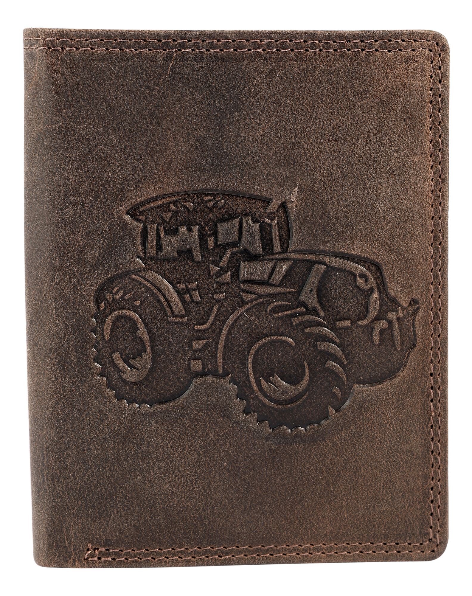 Akzent Geldbörse, RFID, Hochformat, Traktor, dunkelbraun