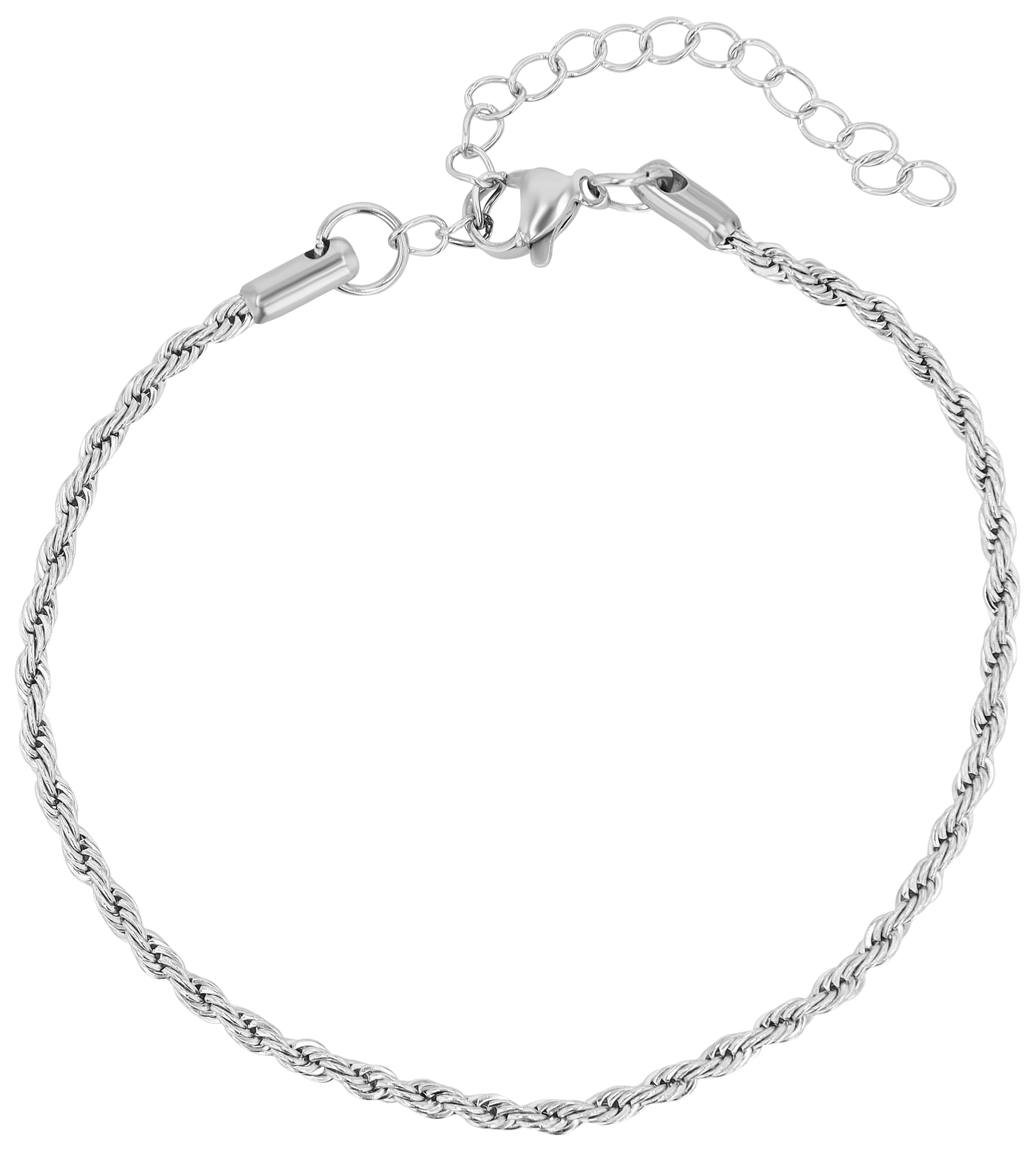 Accentkoord enkelbandje van roestvrij staal in zilverkleur