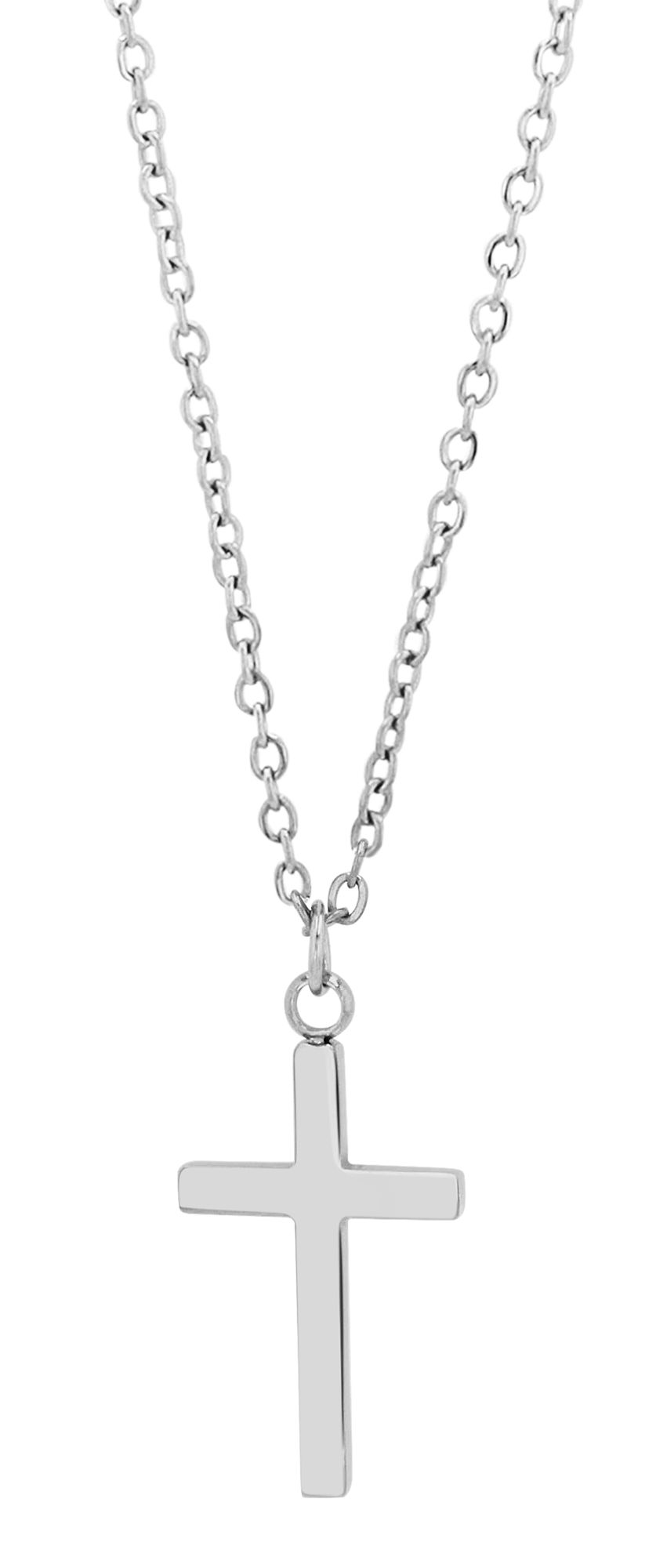 "Eila" - Kruis met roestvrijstalen ketting, 42+5cm, zilver