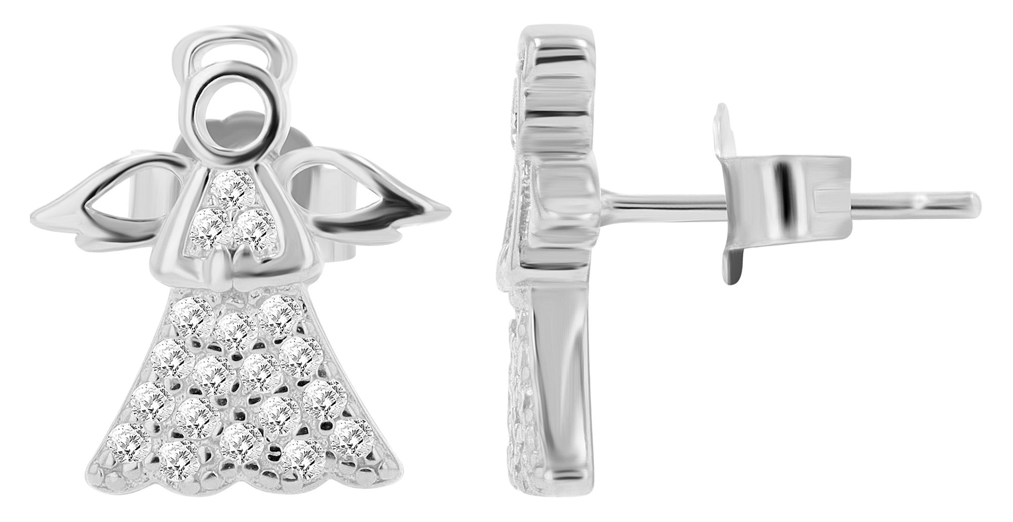 925er Sterlingsilber Ohrstecker "Liss", Engel, rhodiniert