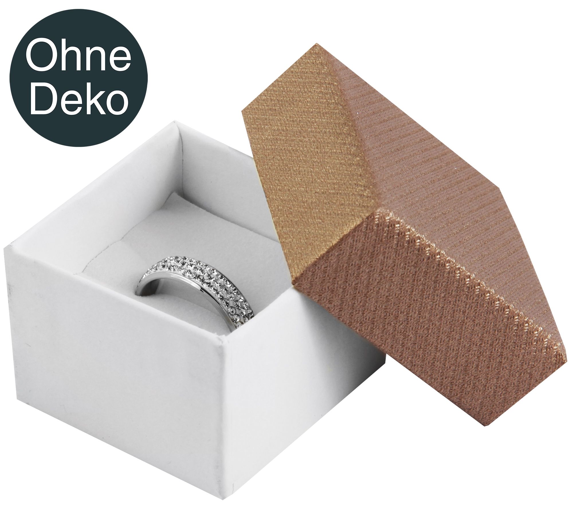 Ringendoosjes, PU 24, afmetingen: 5 x 5 x 3,5 cm, beige/wit
