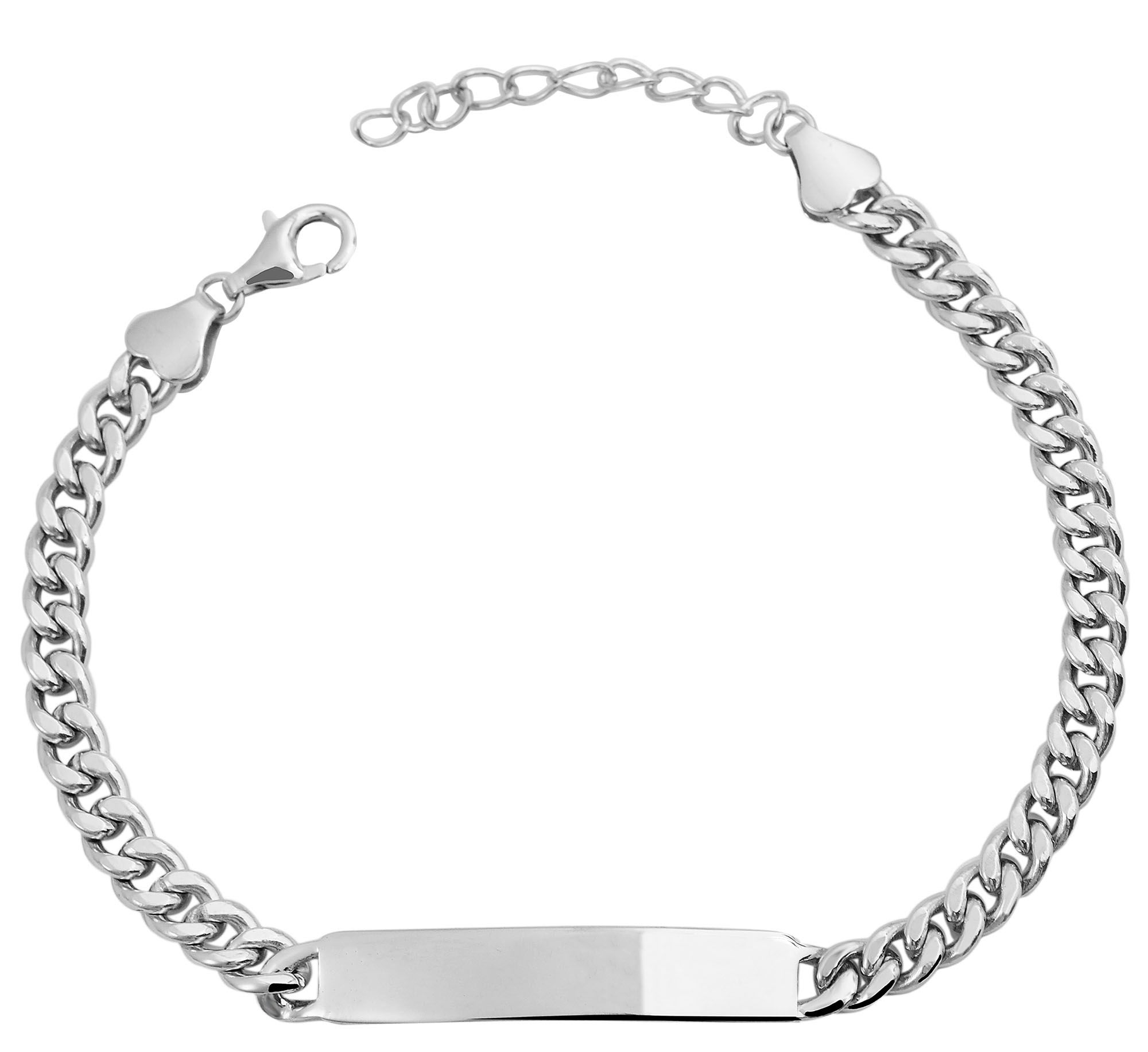 925/- Echt Silber Identarmband "nibal", 17+3 cm, 925/ rhodiniert