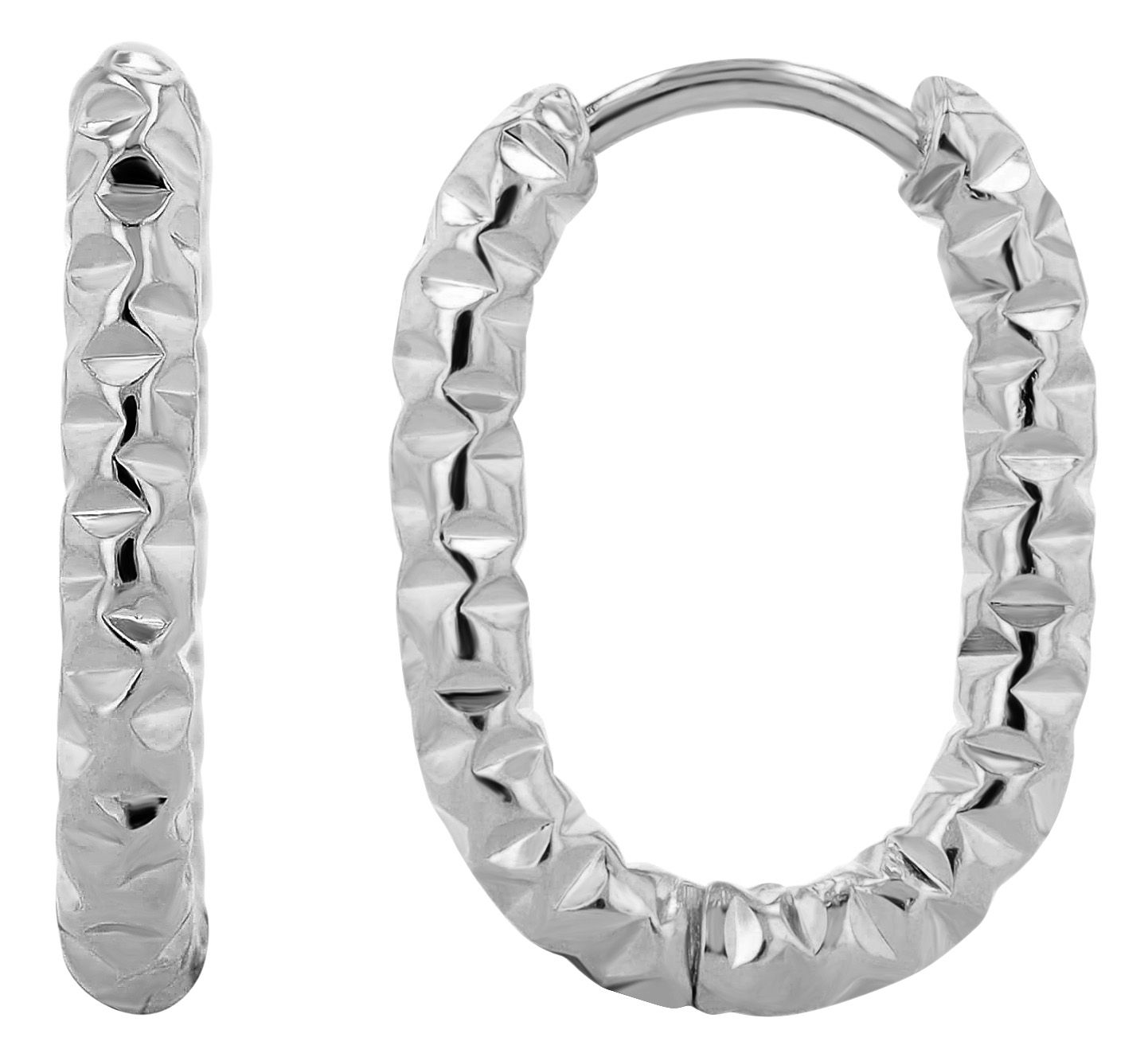 "Nour" - ovale, scharnierende creool van roestvrij staal, zilverkleurig