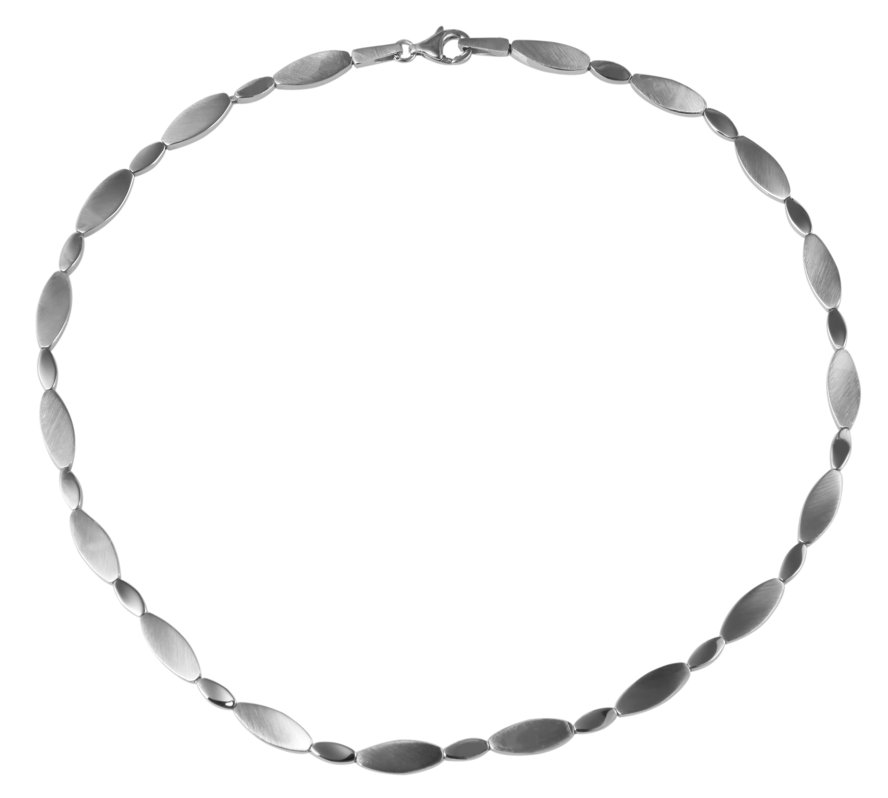 925/- Echt Silber Halskette "Anniki", matt/poliert, 925/rhodiniert