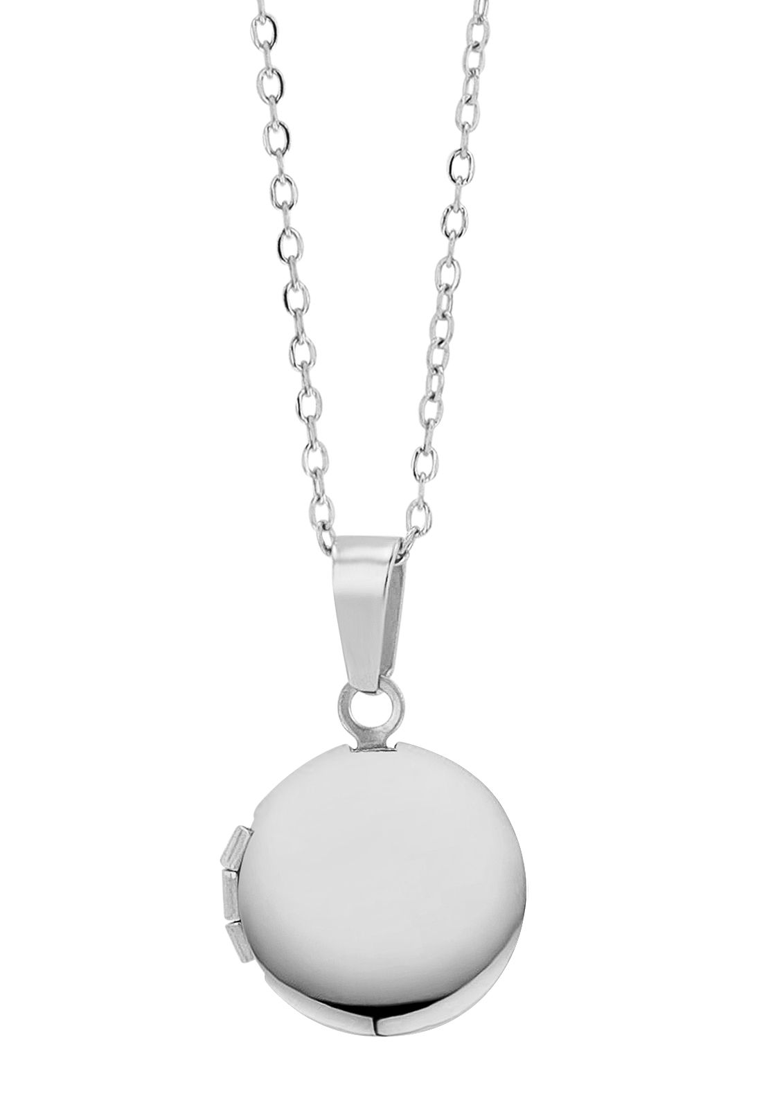 "Zarina", Edelstahl Akzent Halskette 43 + 5 cm mit rundem Medaillon, silberfarben